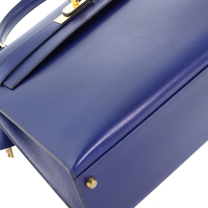 Hermes Kelly Handbag Bleu Saphir Box Calf with Gold Hardware 32 2