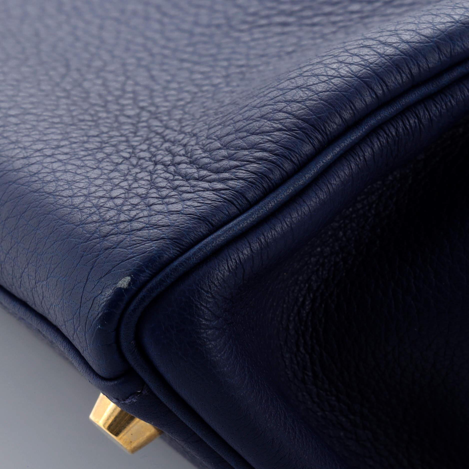 Hermes Kelly Handbag Bleu Saphir Clemence with Gold Hardware 35 6