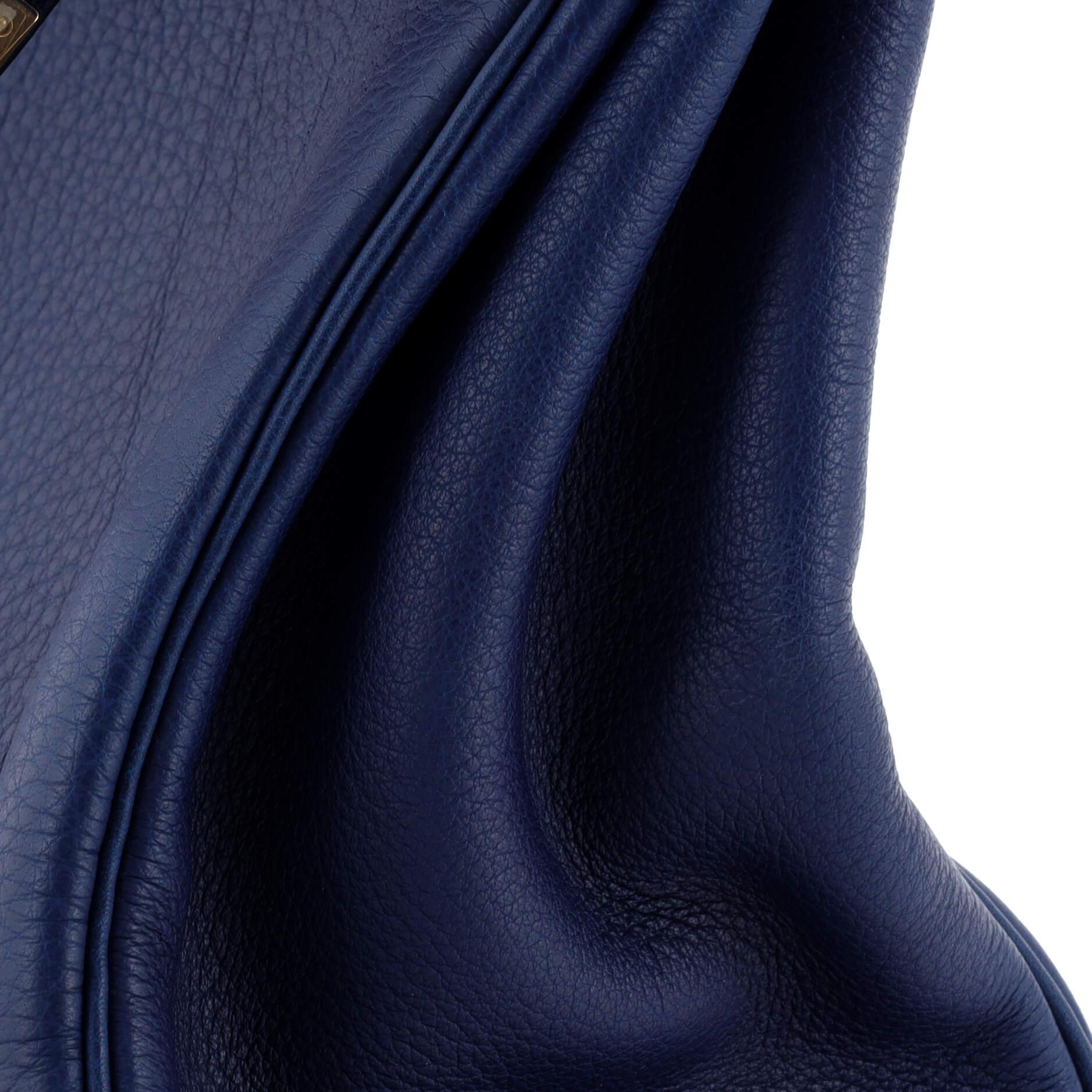 Hermes Kelly Handbag Bleu Saphir Clemence with Gold Hardware 35 9