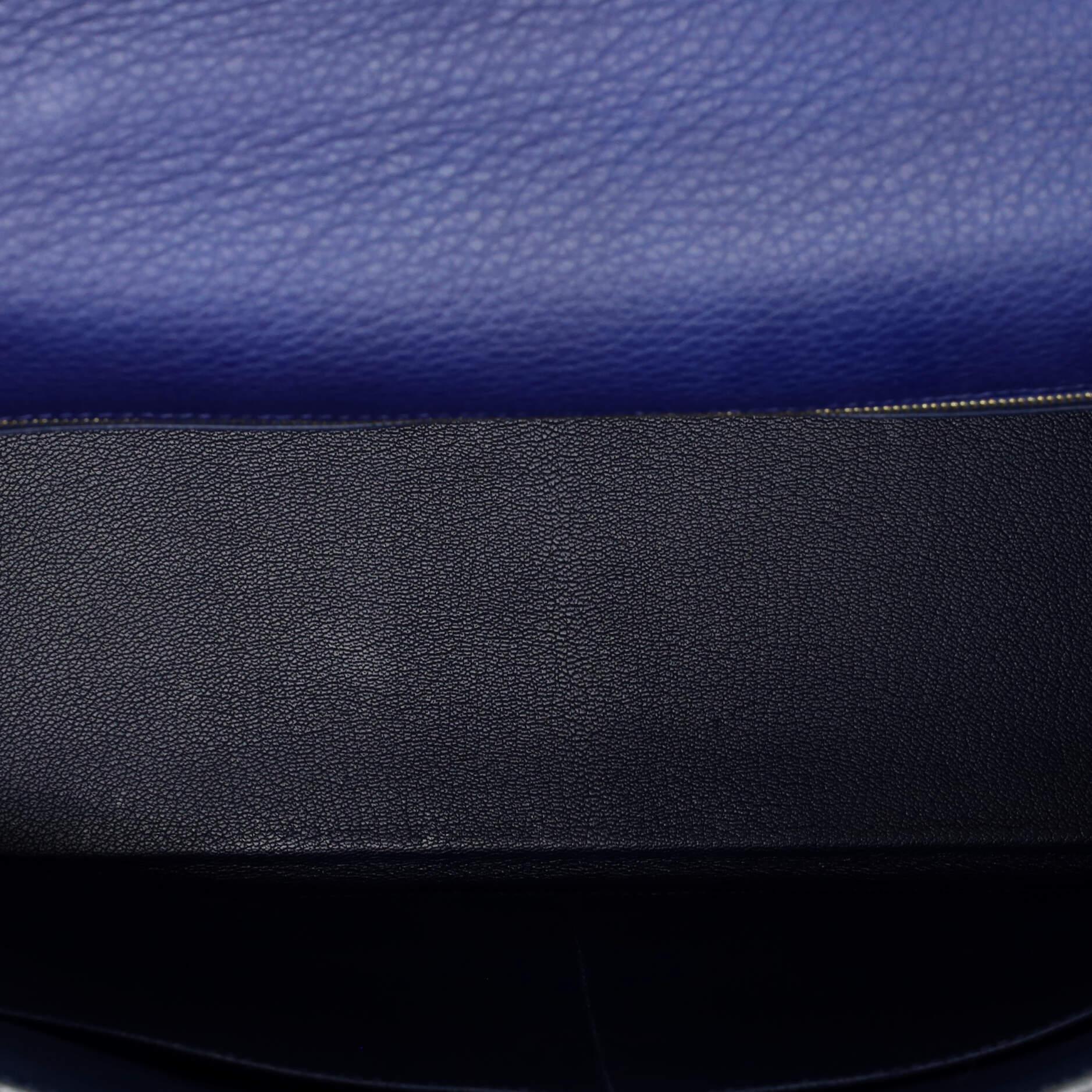 Hermes Kelly Handbag Bleu Saphir Clemence with Gold Hardware 35 2