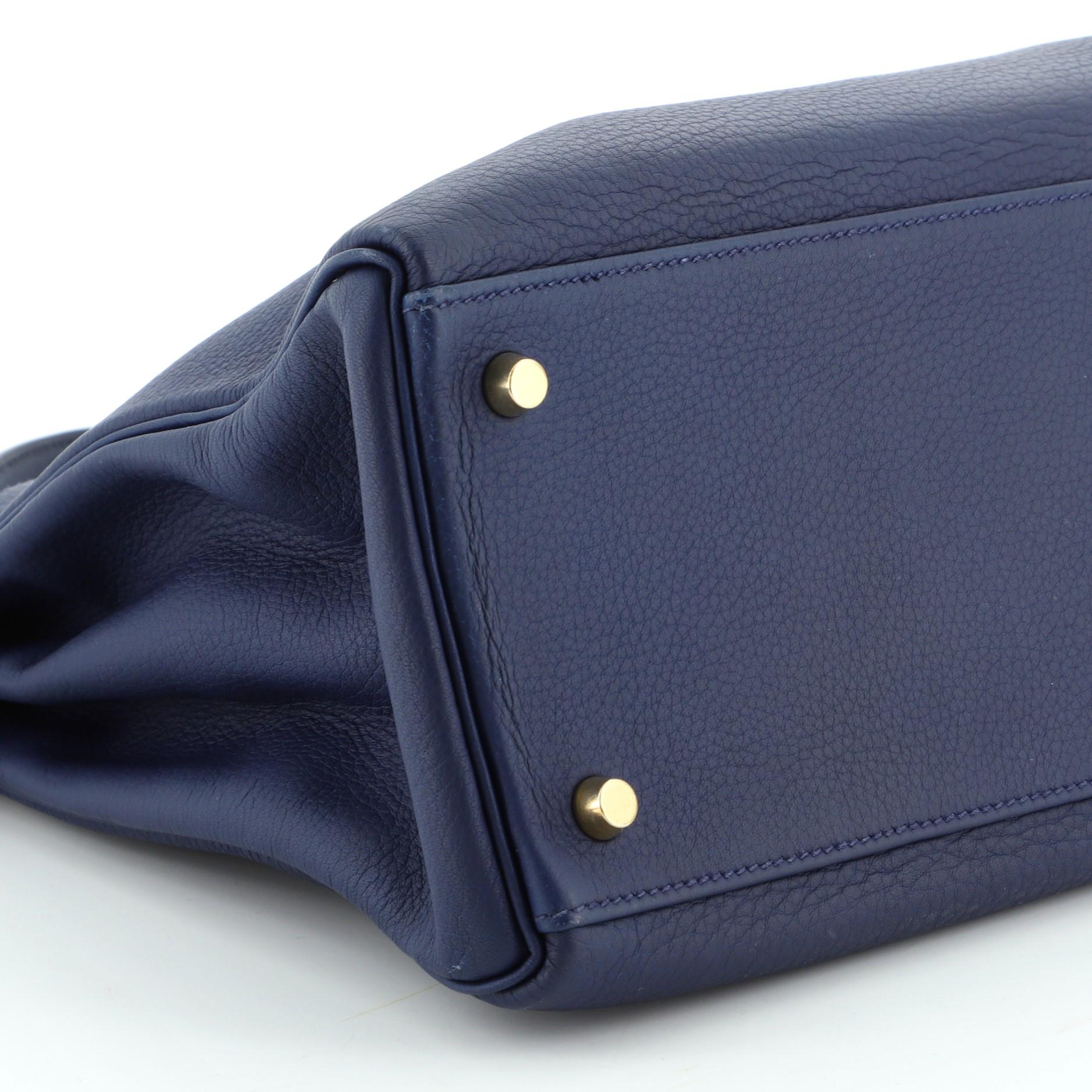 Hermes Kelly Handbag Bleu Saphir Togo With Gold Hardware 35  2