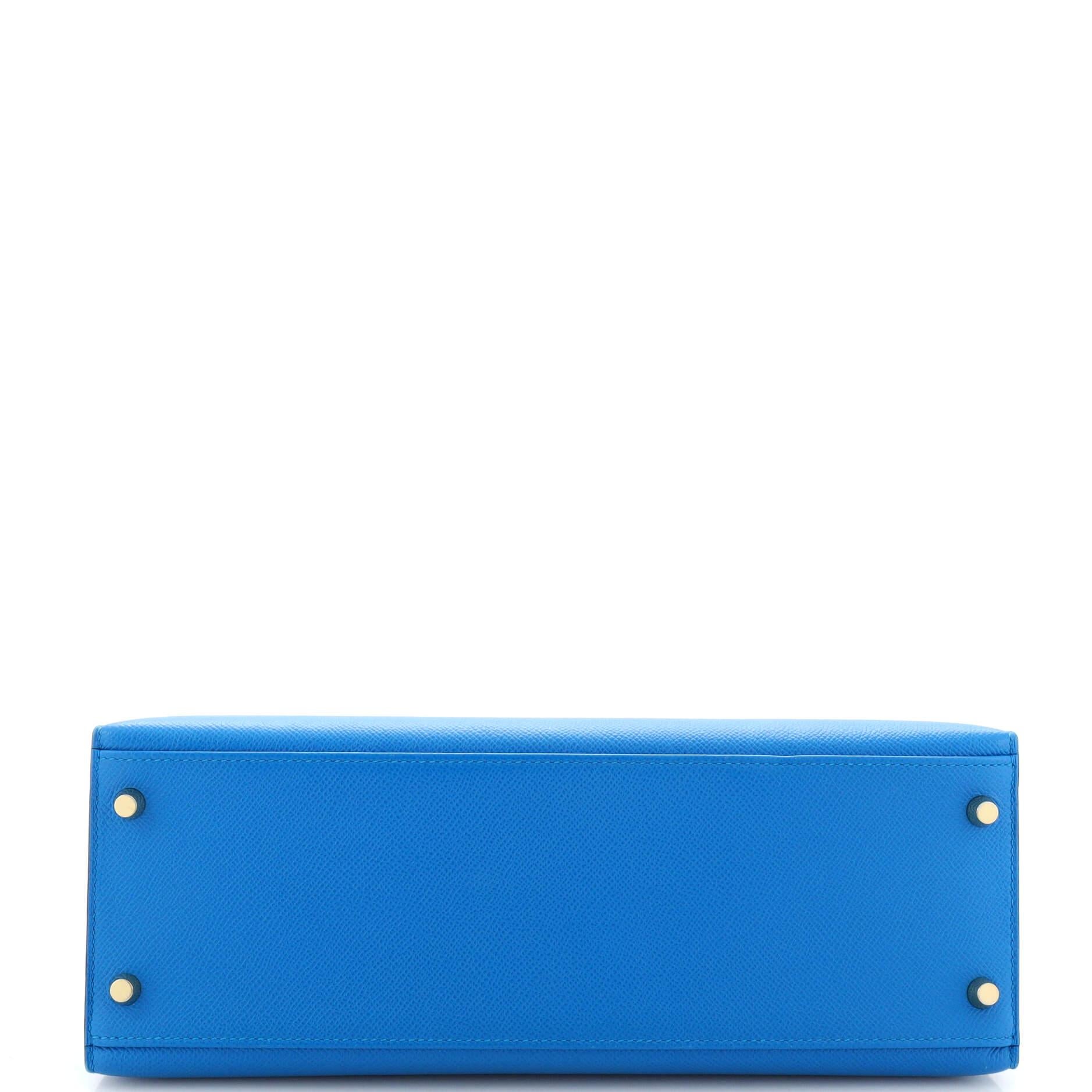Hermes  Kelly Handbag Bleu Zanzibar Epsom with Gold Hardware 32 1