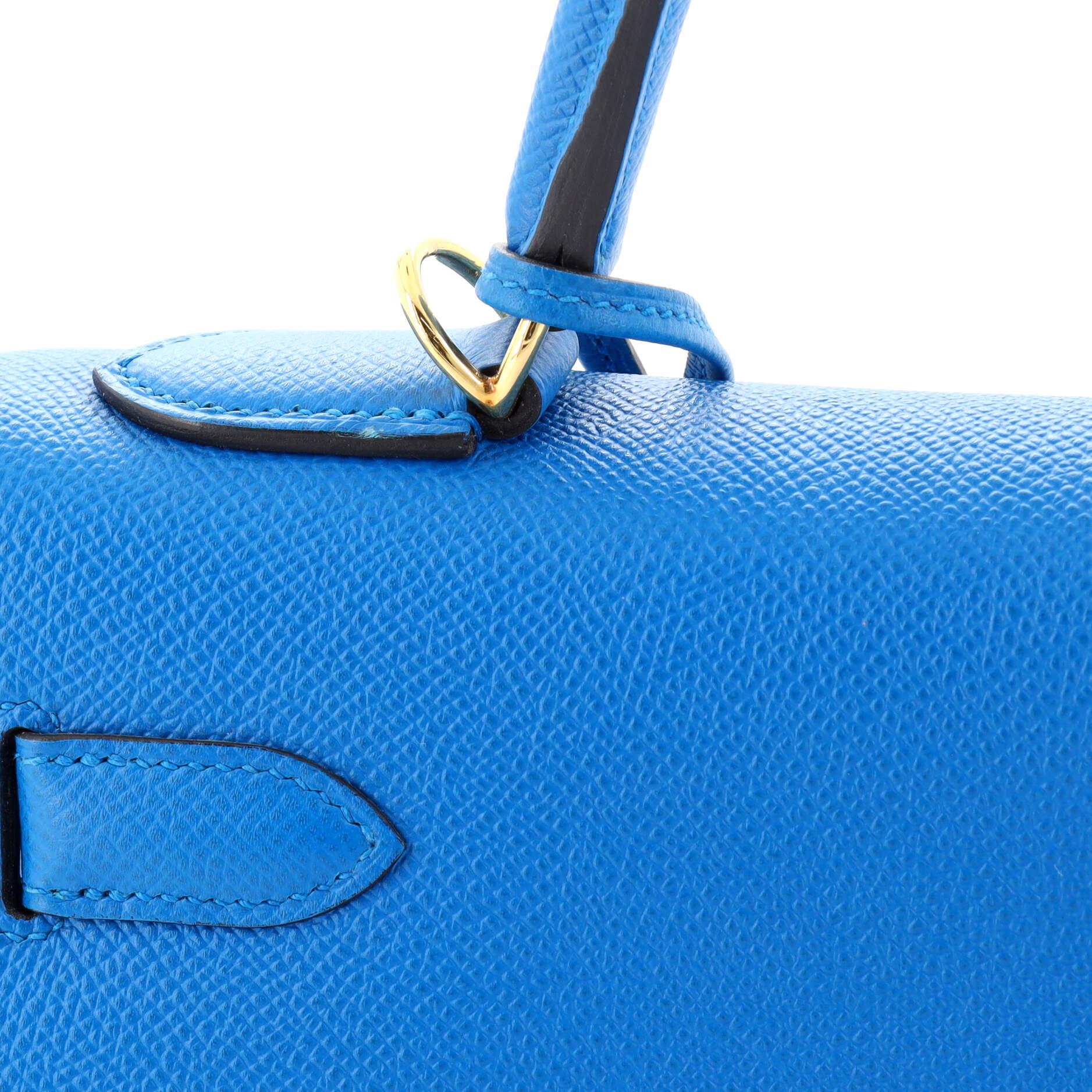 Hermes  Kelly Handbag Bleu Zanzibar Epsom with Gold Hardware 32 5