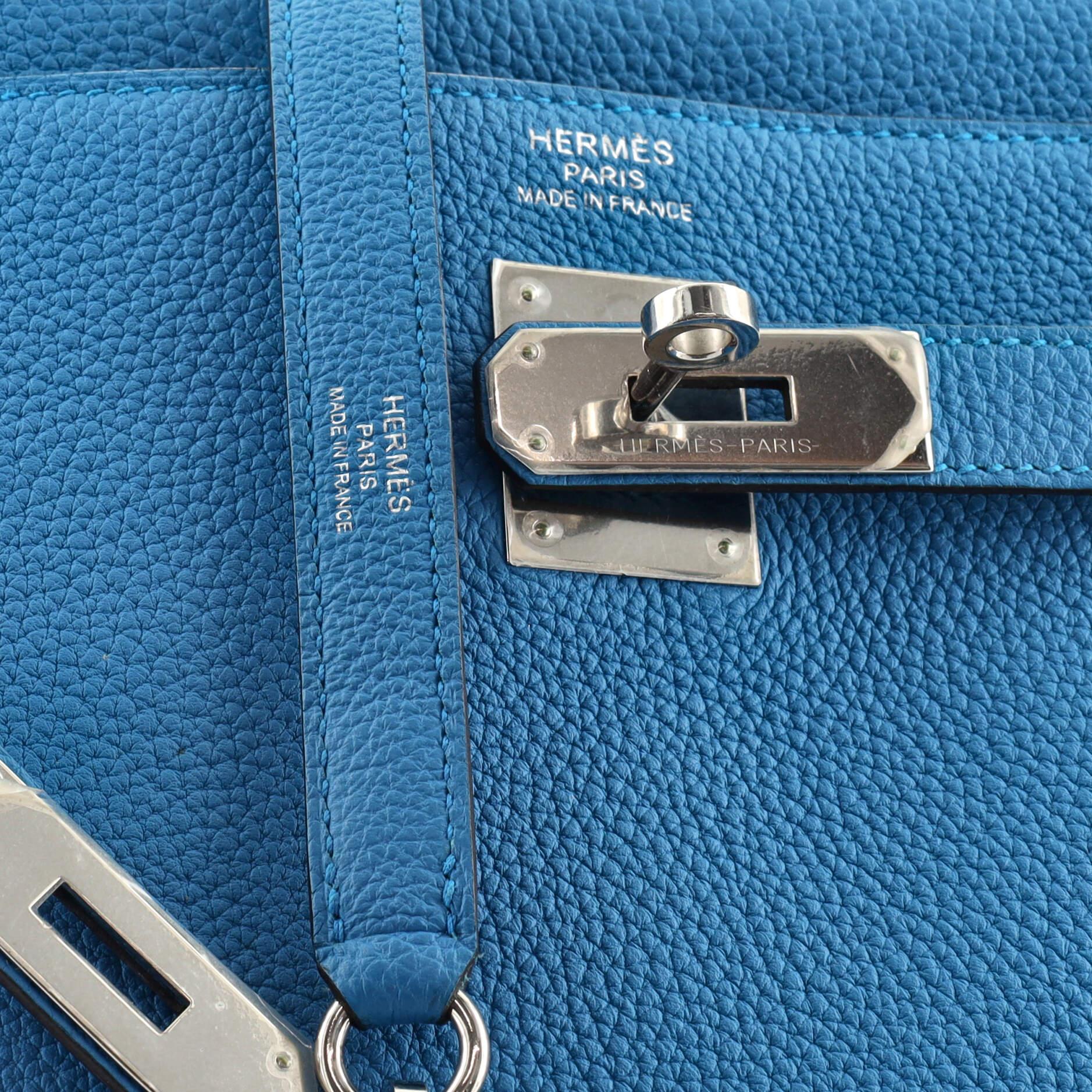 Hermes Kelly Handbag Bleu Zanzibar Togo with Palladium Hardware 35 1