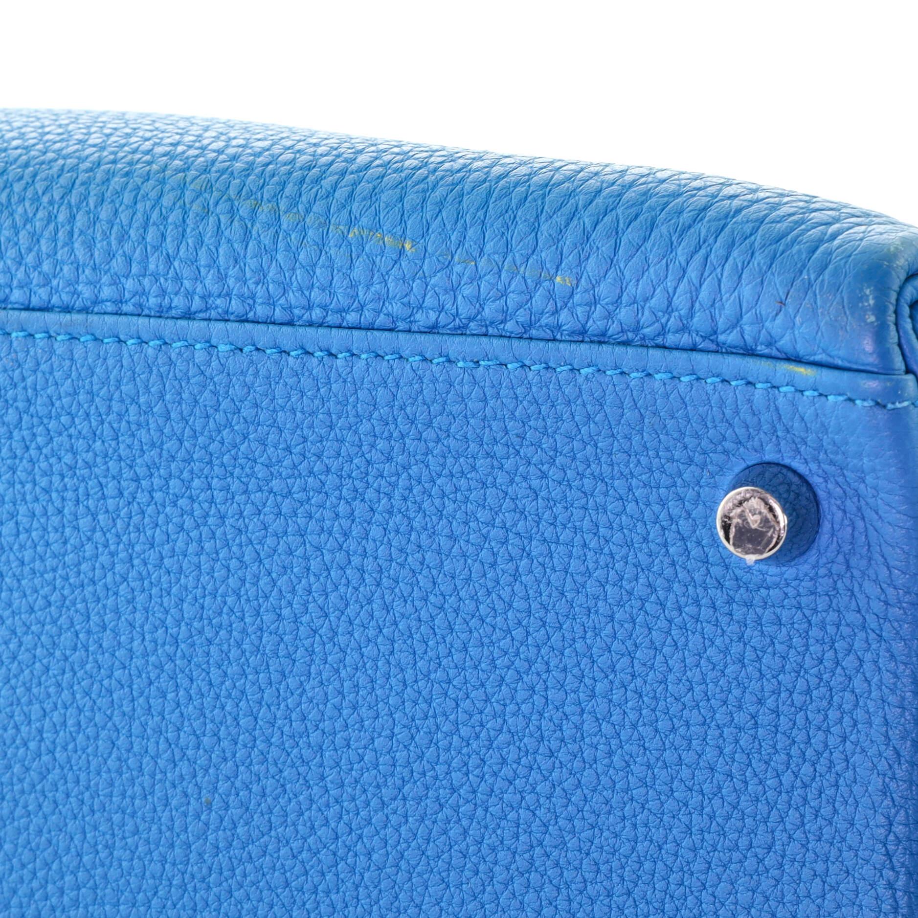 Hermes Kelly Handbag Bleu Zanzibar Togo with Palladium Hardware 35 2