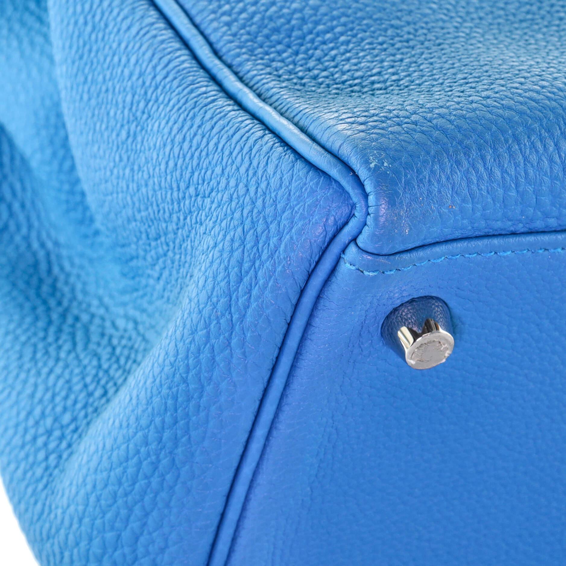 Hermes Kelly Handbag Bleu Zanzibar Togo with Palladium Hardware 35 3