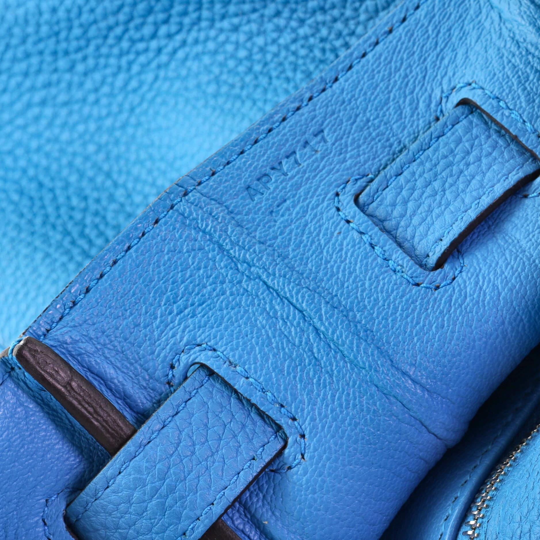 Hermes Kelly Handbag Bleu Zanzibar Togo with Palladium Hardware 35 4