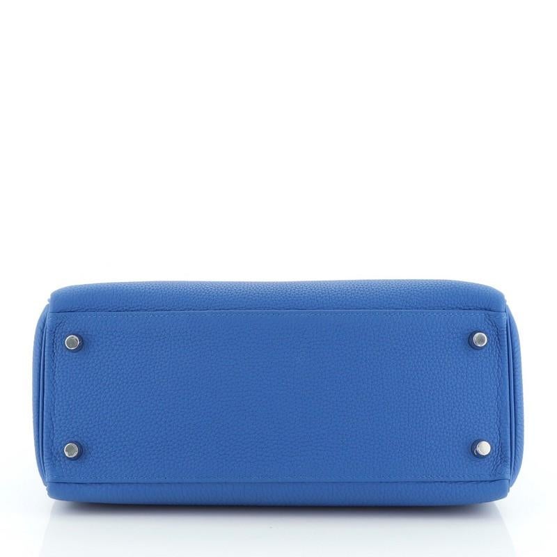Blue Hermes Kelly Handbag Bleu Zellige Togo with Palladium Hardware 28