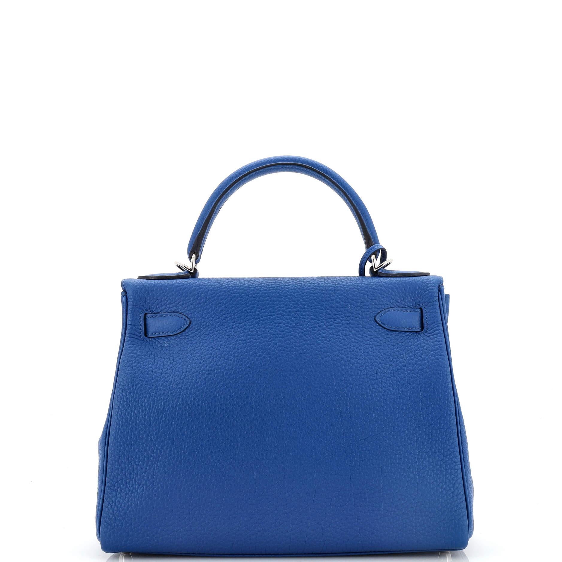 Women's or Men's Hermes Kelly Handbag Blue France Togo with Palladium Hardware 28