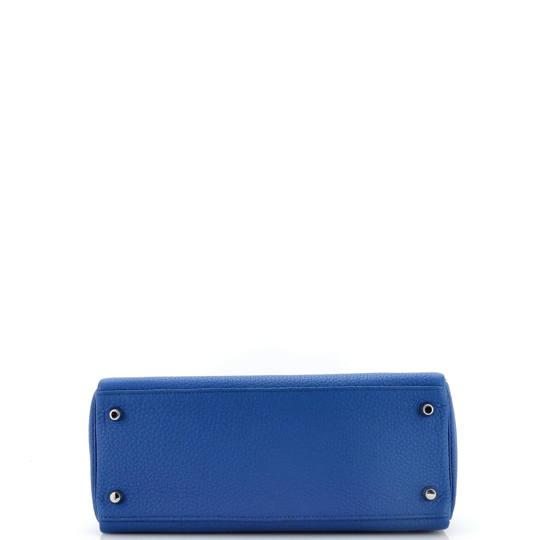 Hermes Kelly Handbag Blue France Togo with Palladium Hardware 28 1