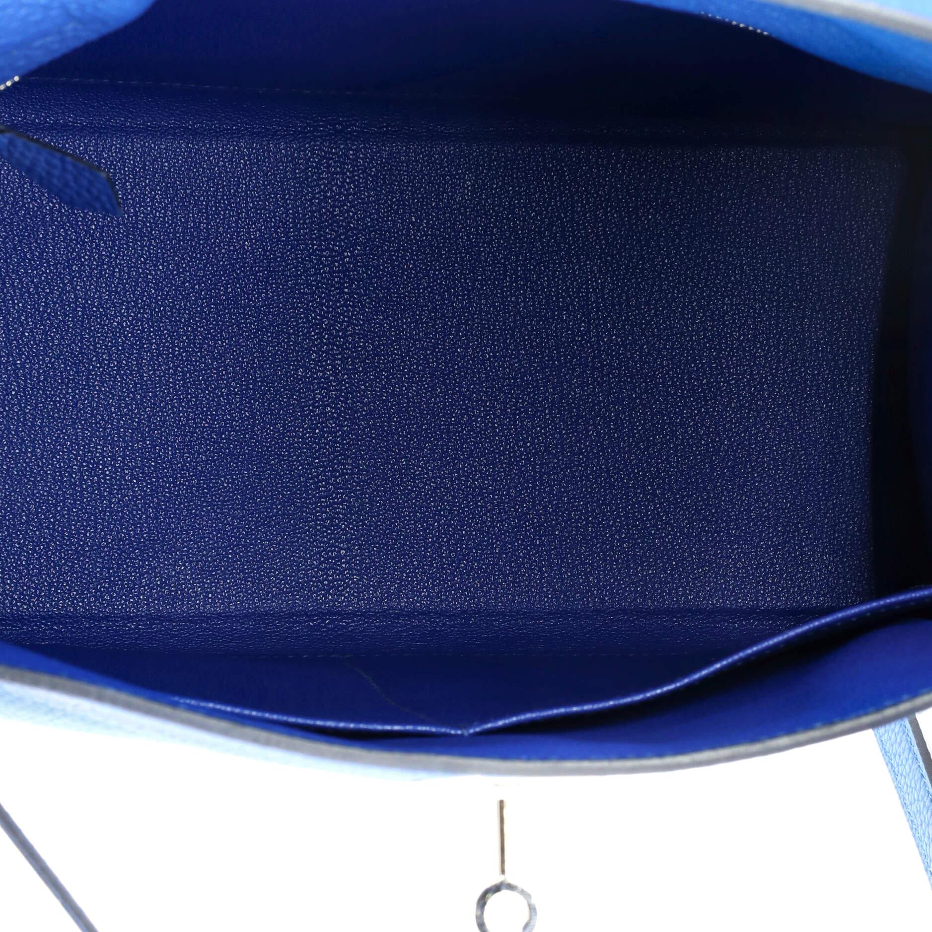 Hermes Kelly Handbag Blue France Togo with Palladium Hardware 28 2