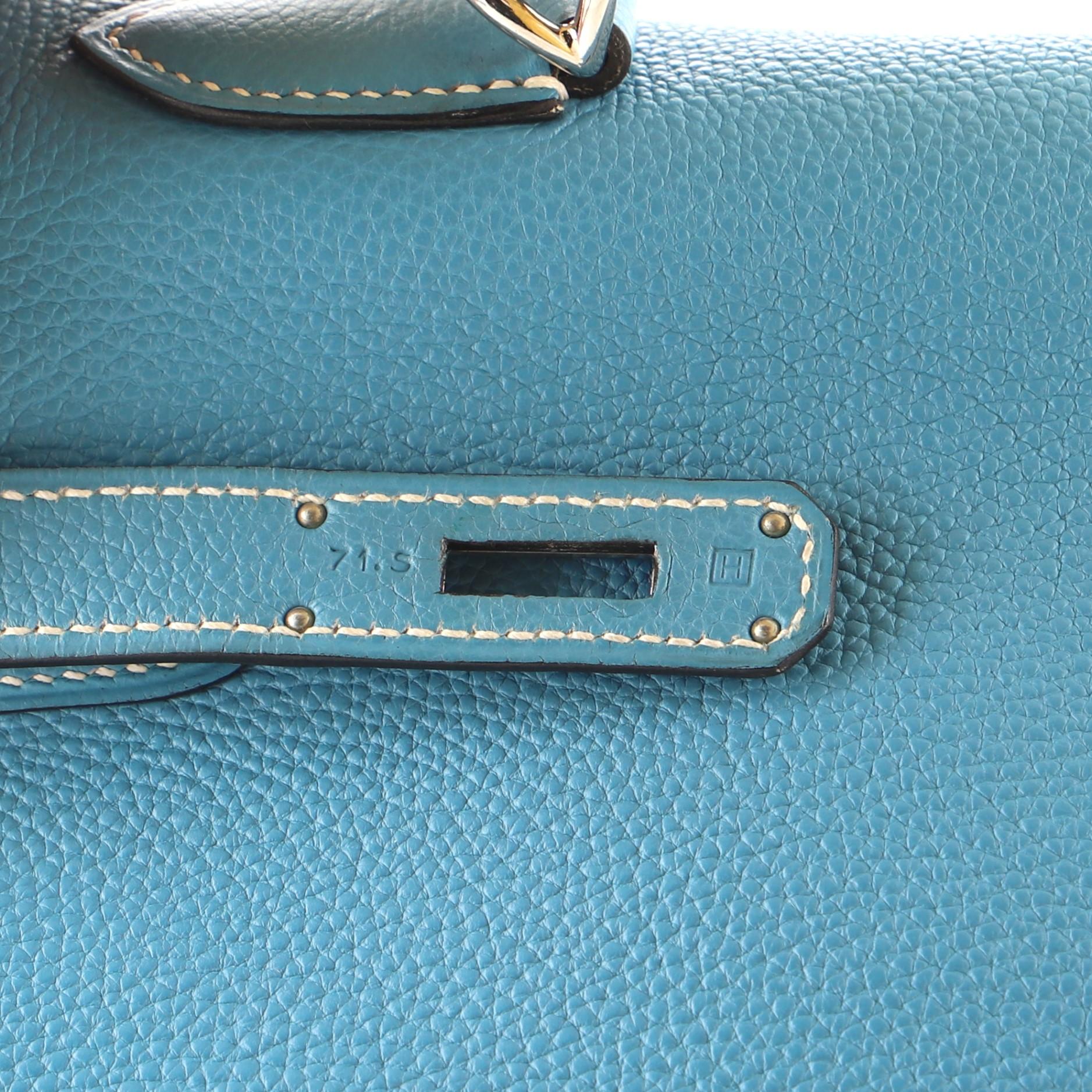 Hermes Kelly Handbag Blue Jean Togo with Palladium Hardware 35 5