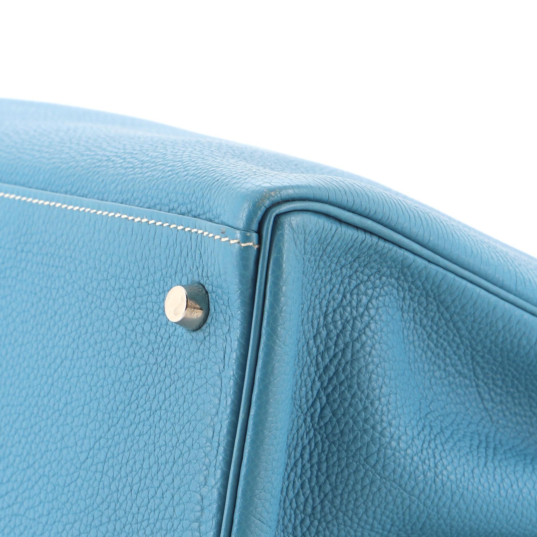 Hermes Kelly Handbag Blue Jean Togo with Palladium Hardware 35 3