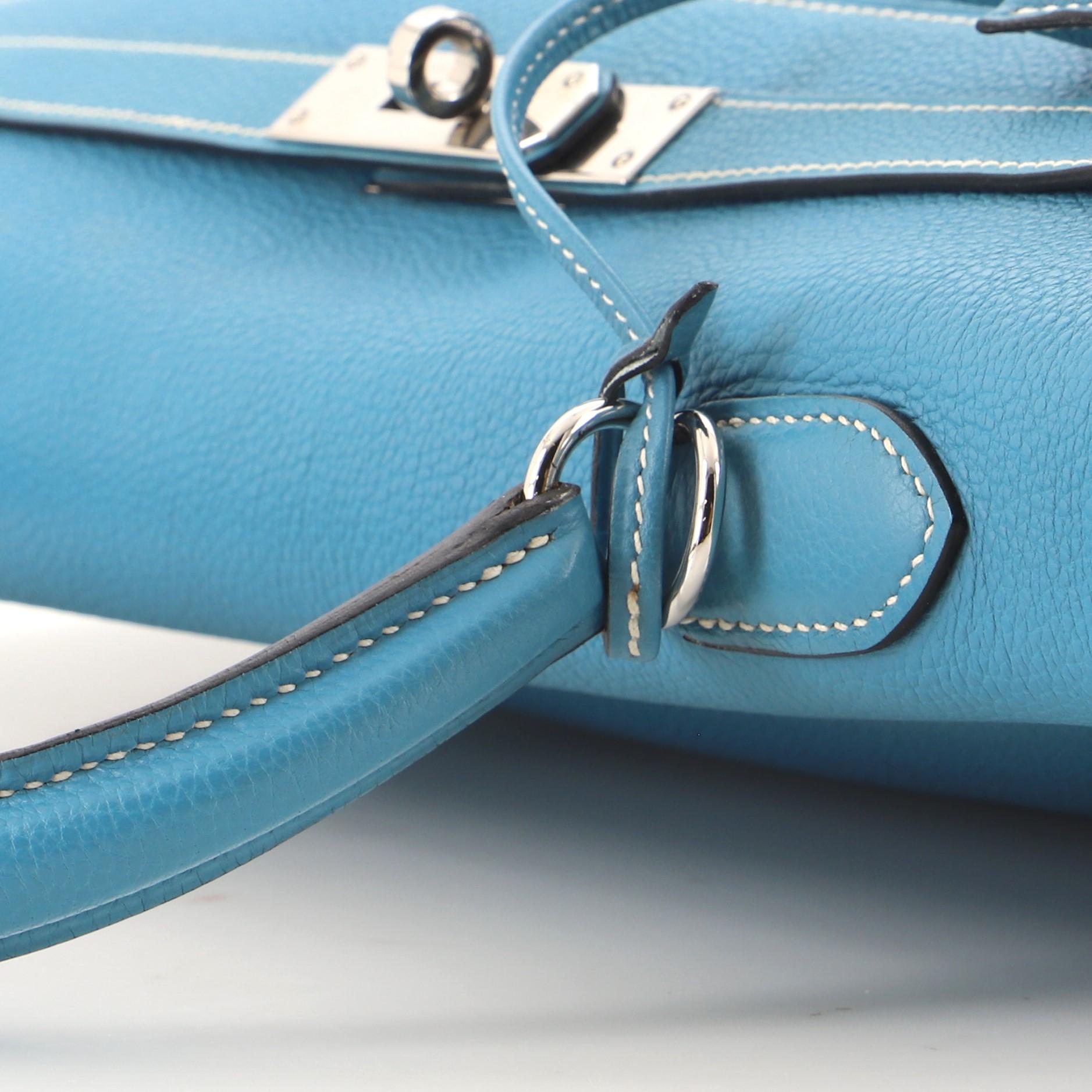 Hermes Kelly Handbag Blue Jean Togo with Palladium Hardware 35 4