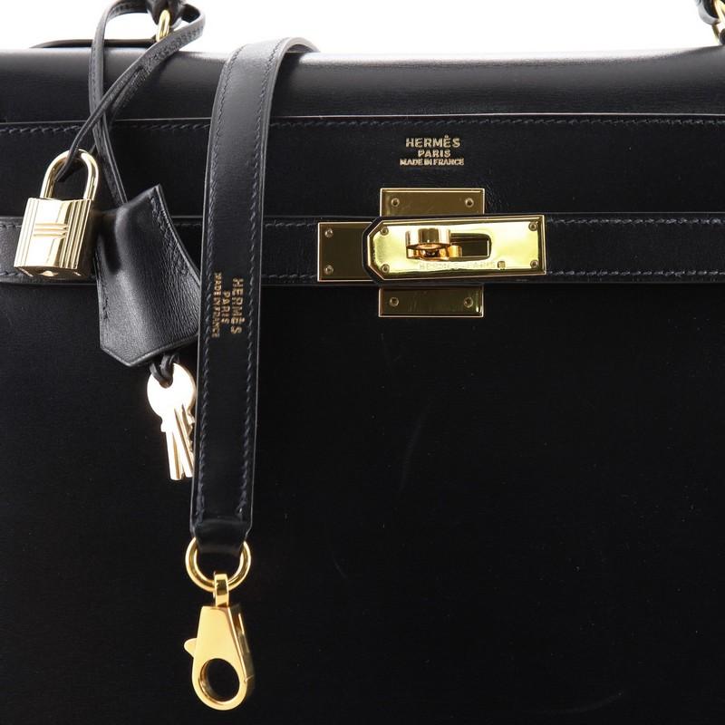 Hermes Kelly Handbag Blue Marine Box Calf with Gold Hardware 32 2