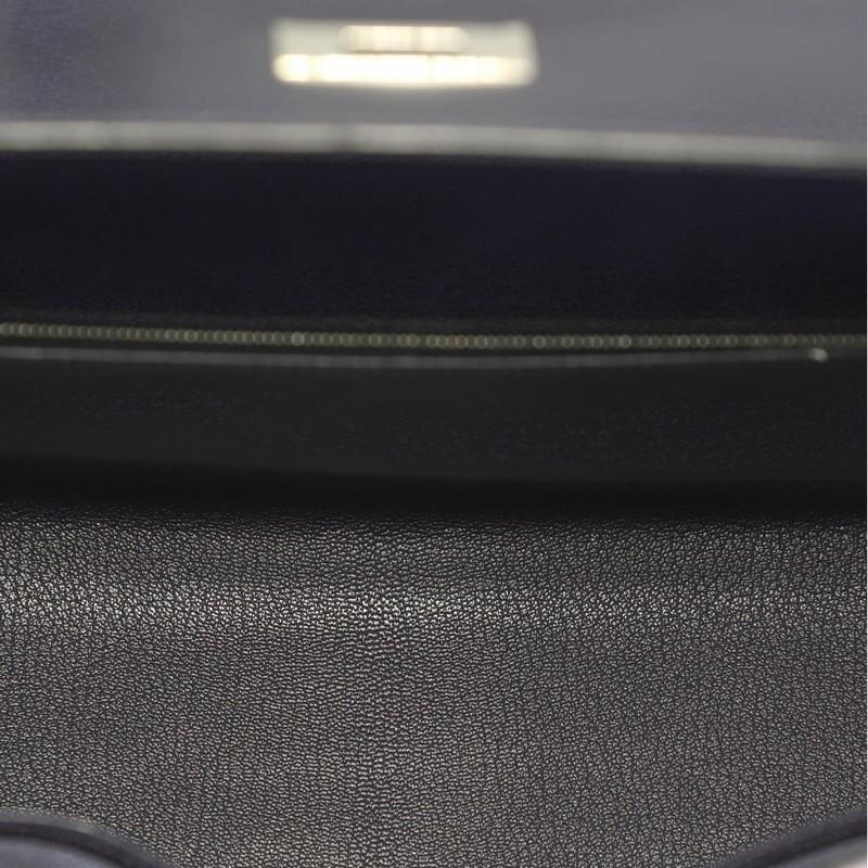 Hermes Kelly Handbag Blue Marine Box Calf with Palladium Hardware 32 1