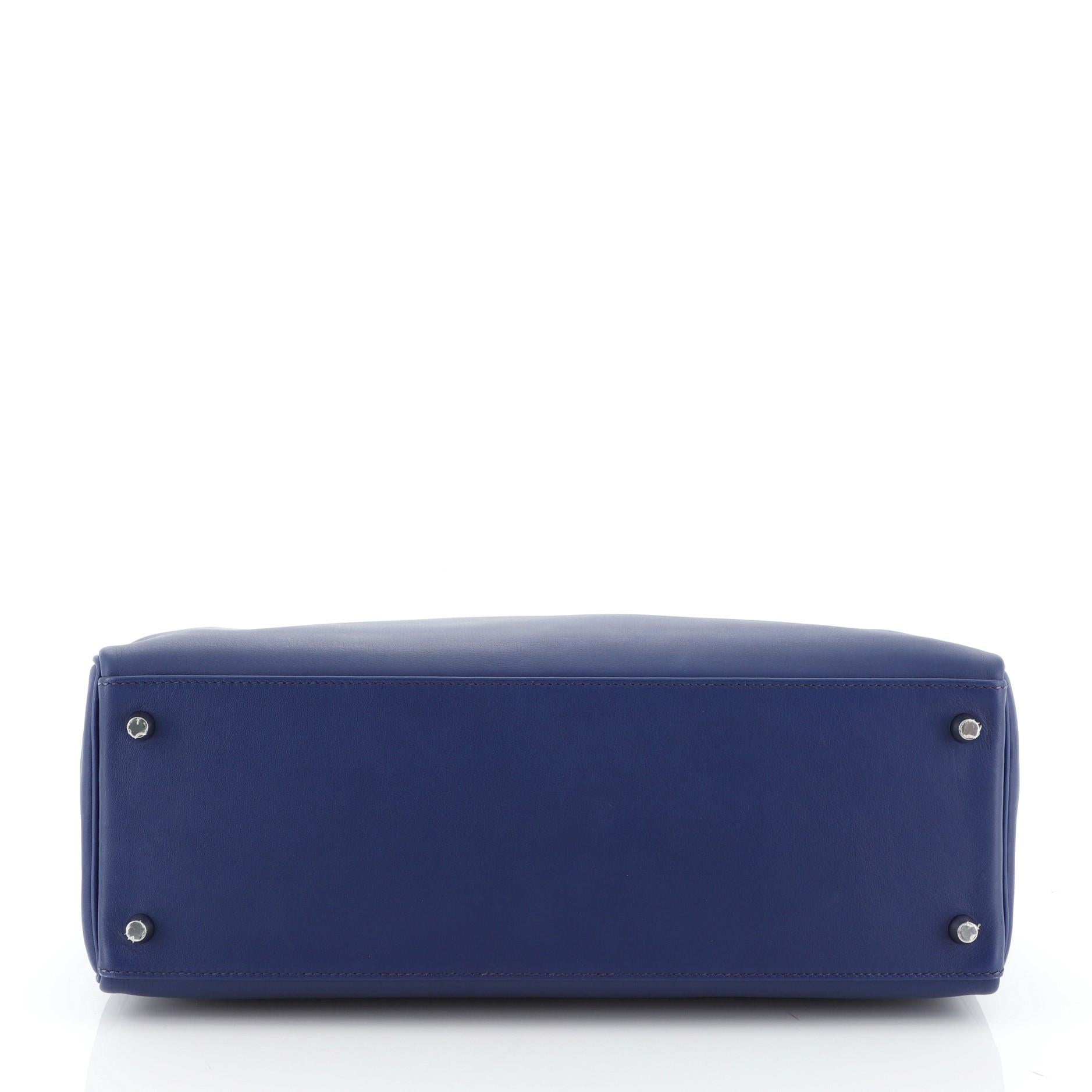 Hermes Kelly Handbag Blue Saphir Swift With Palladium Hardware 35  1