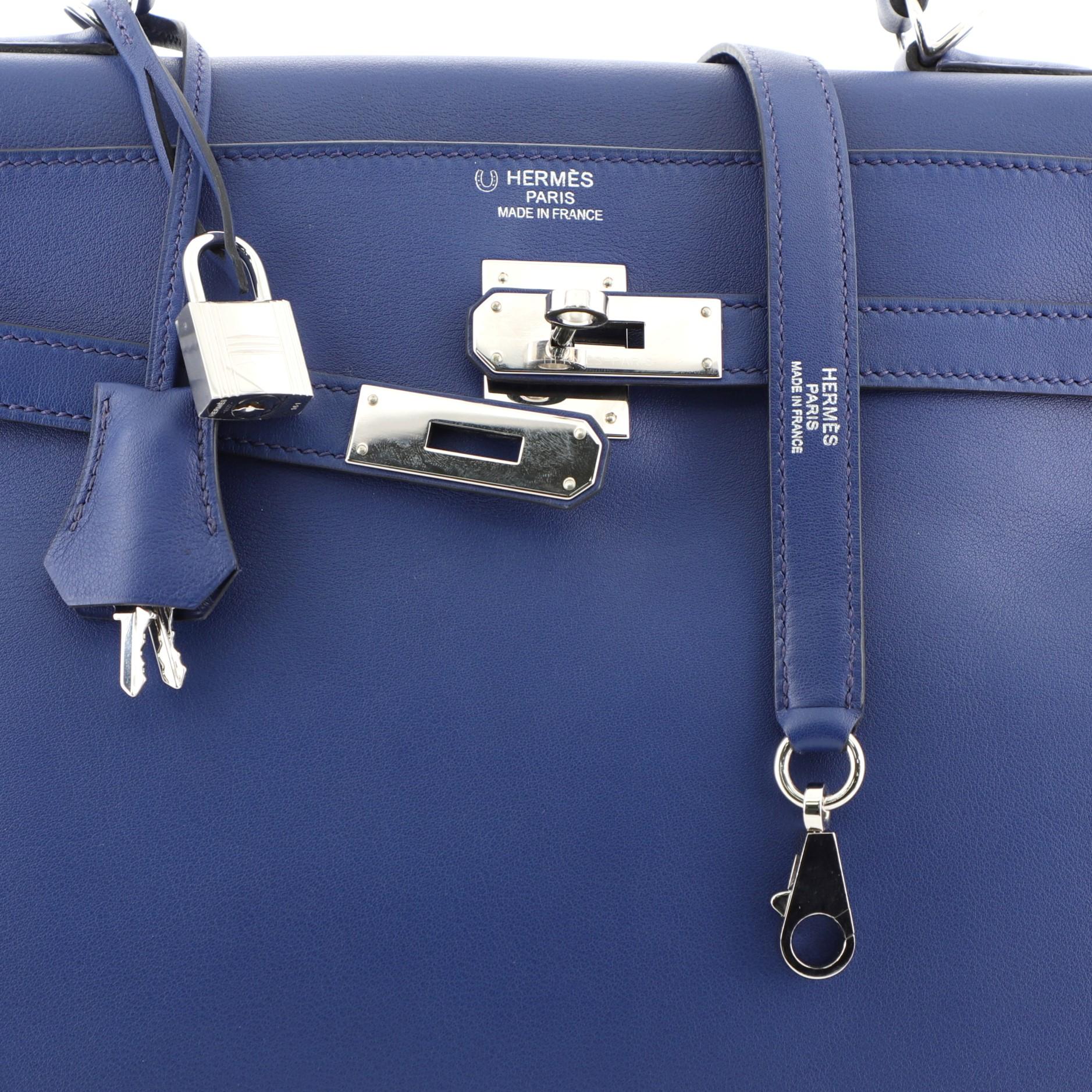 Hermes Kelly Handbag Blue Saphir Swift With Palladium Hardware 35  3
