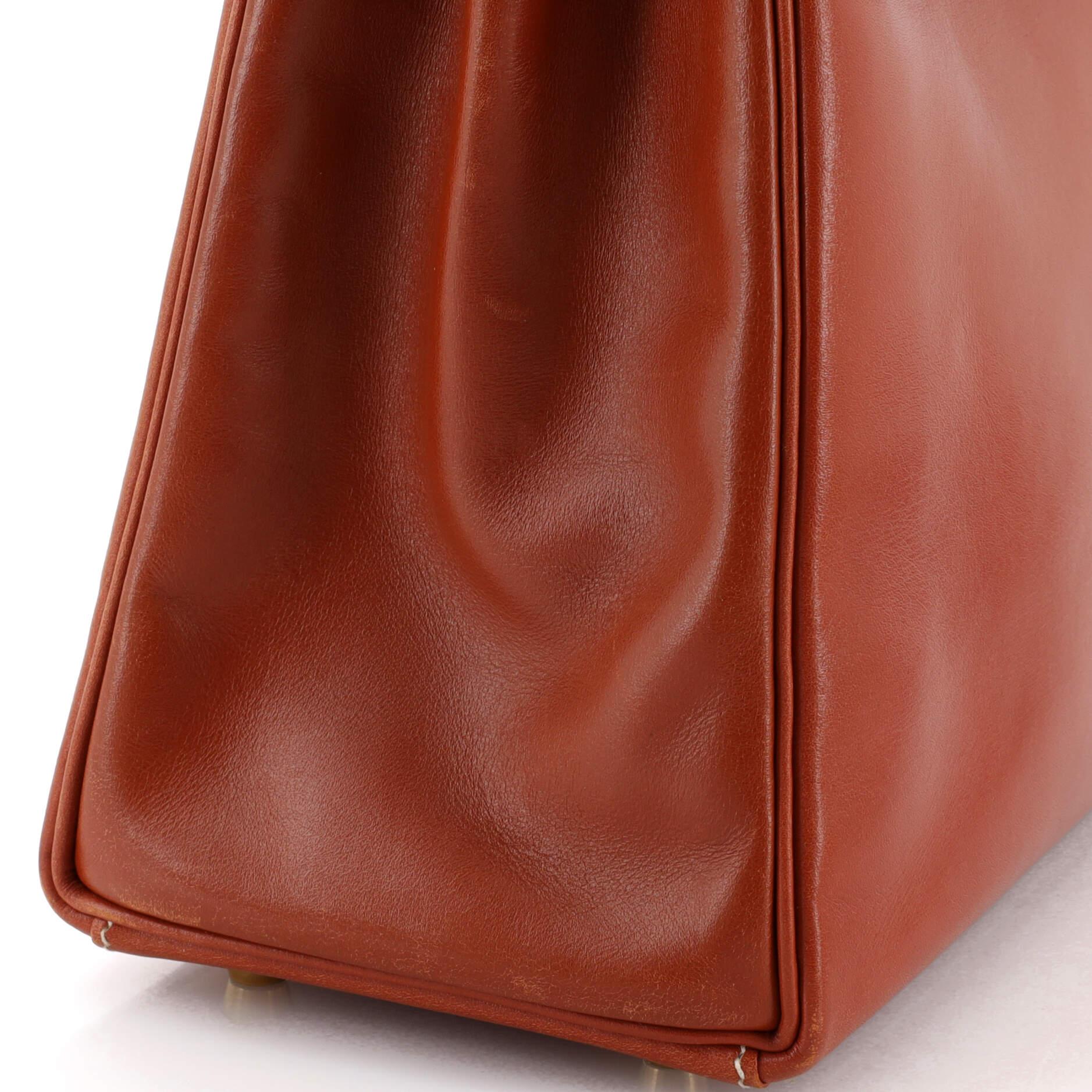 Hermes Kelly Handbag Brique Box Calf with Gold Hardware 28 6