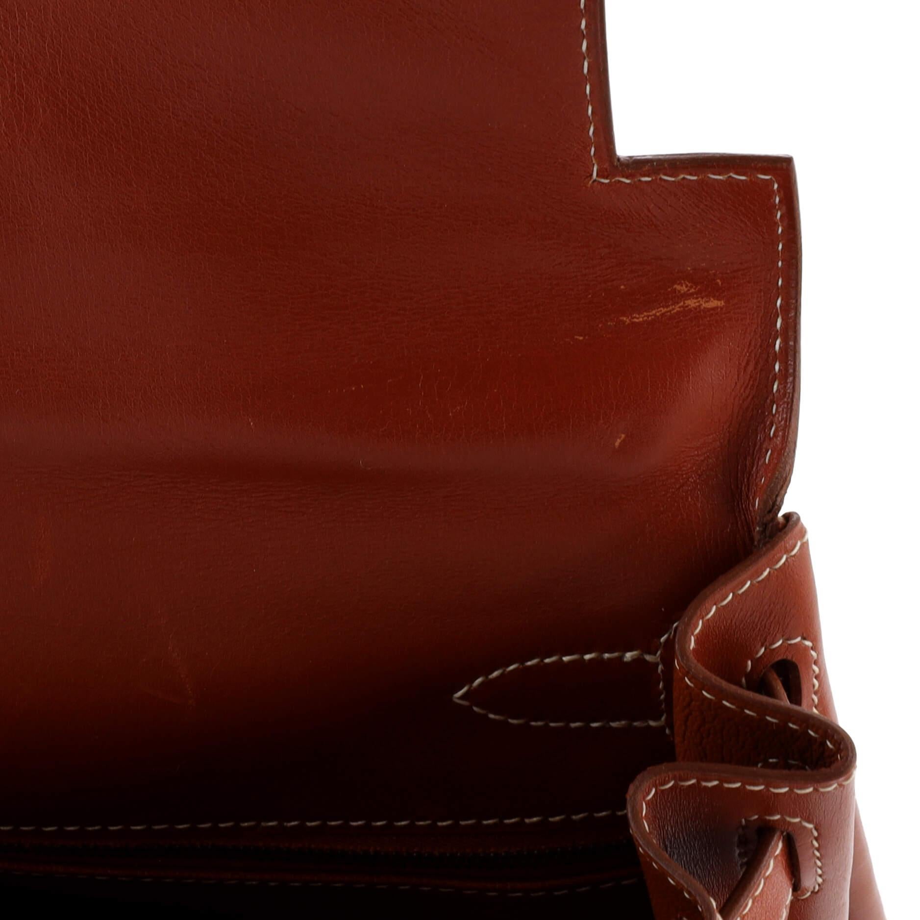 Hermes Kelly Handbag Brique Box Calf with Gold Hardware 28 8