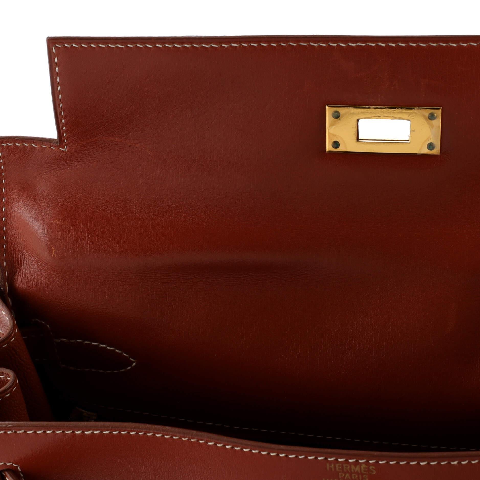 Hermes Kelly Handbag Brique Box Calf with Gold Hardware 28 9