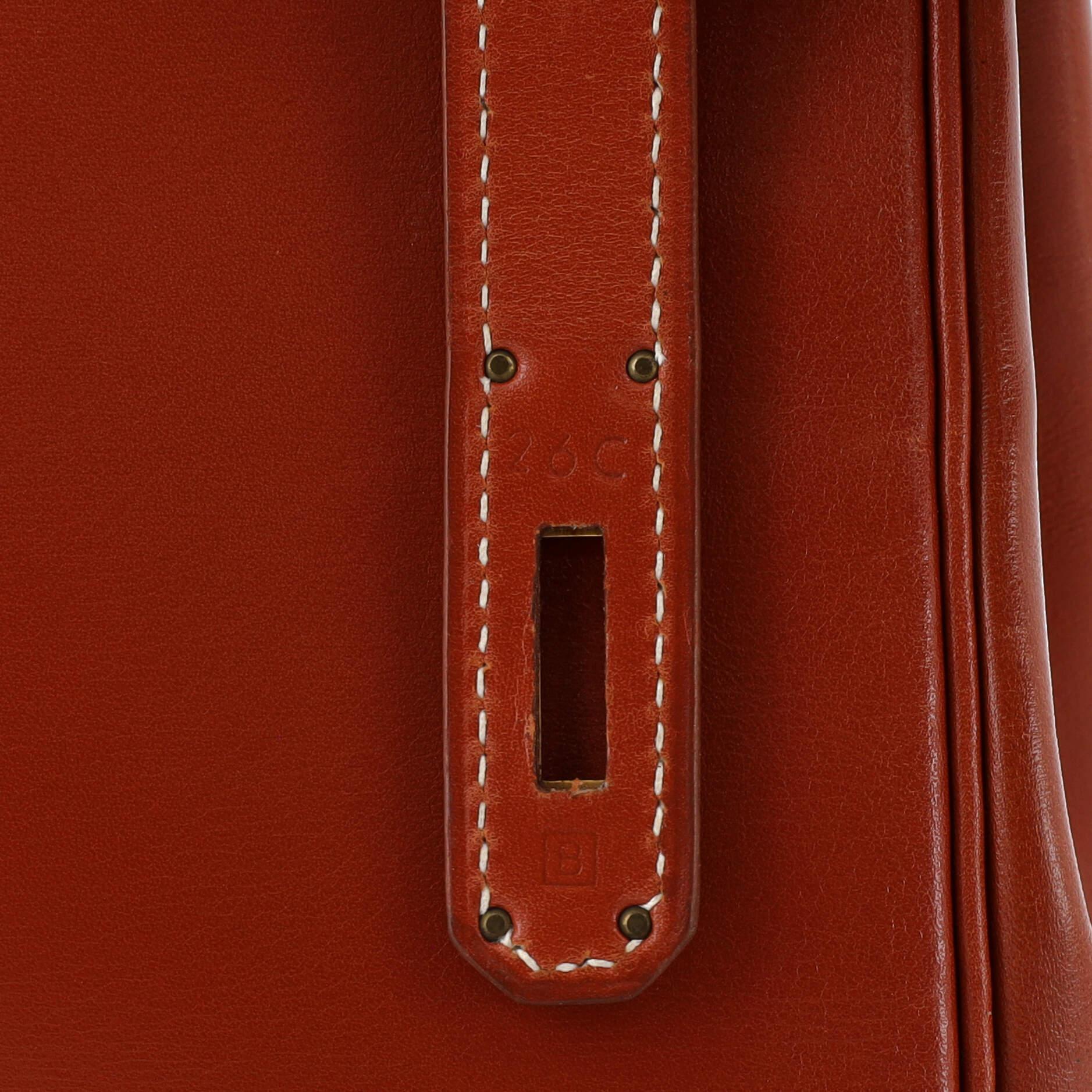 Hermes Kelly Handbag Brique Box Calf with Gold Hardware 28 11