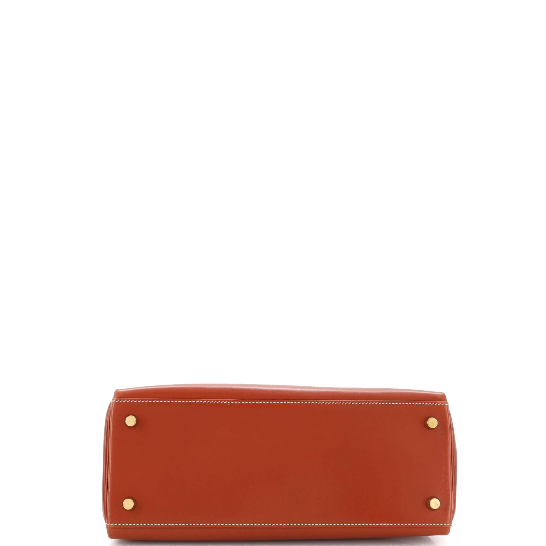Hermes Kelly Handbag Brique Box Calf with Gold Hardware 28 1