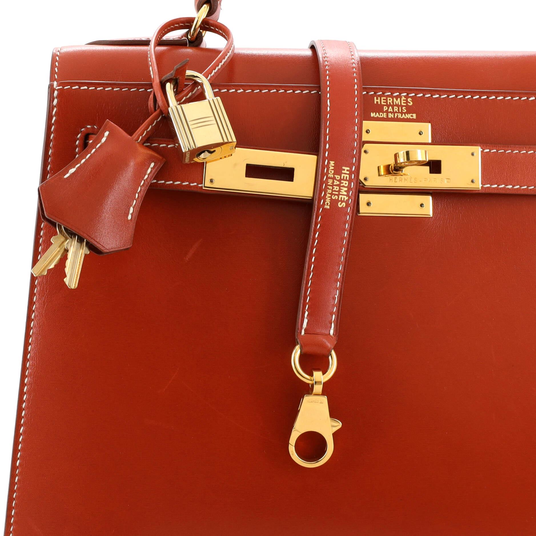 Hermes Kelly Handbag Brique Box Calf with Gold Hardware 28 2