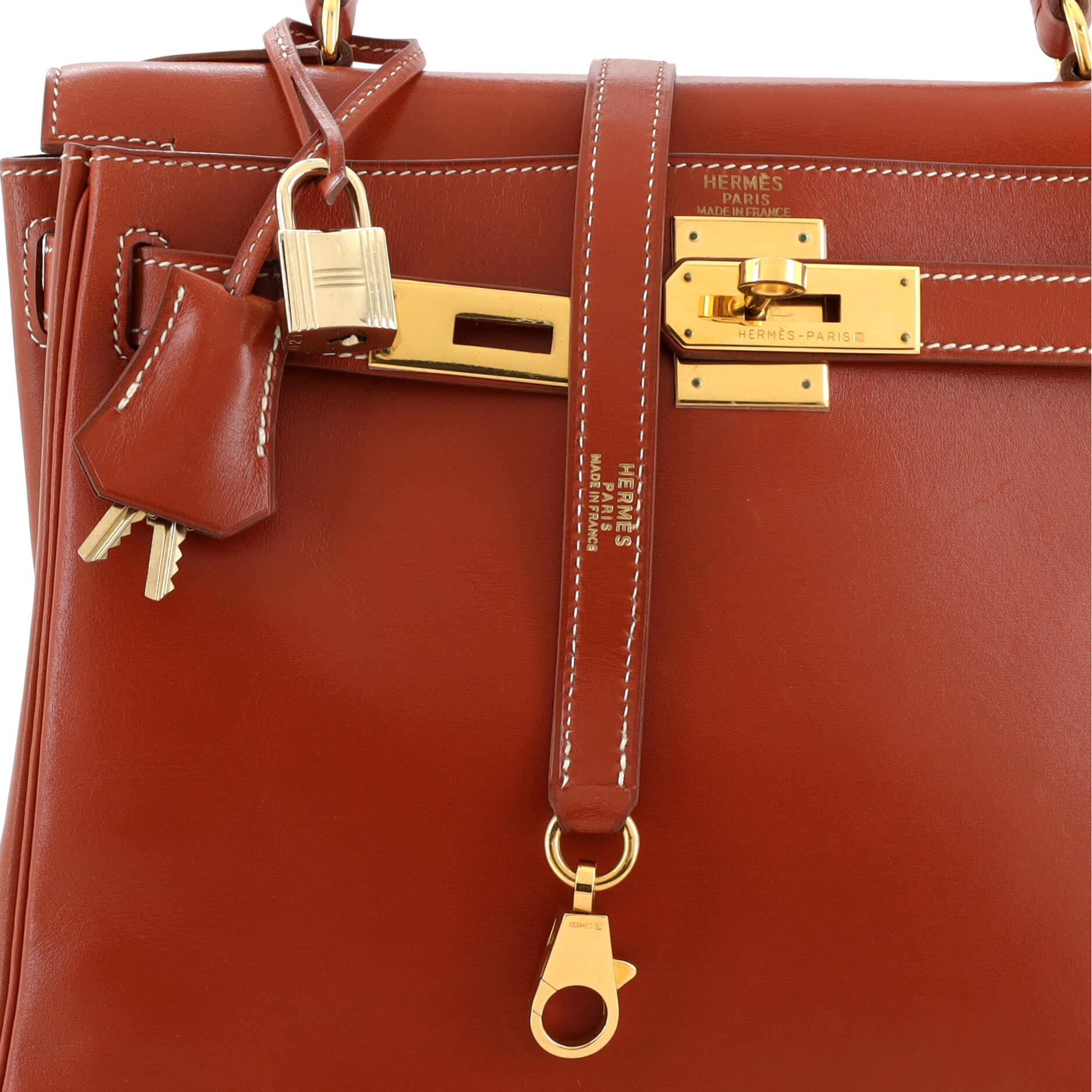 Hermes Kelly Handbag Brique Box Calf with Gold Hardware 28 3