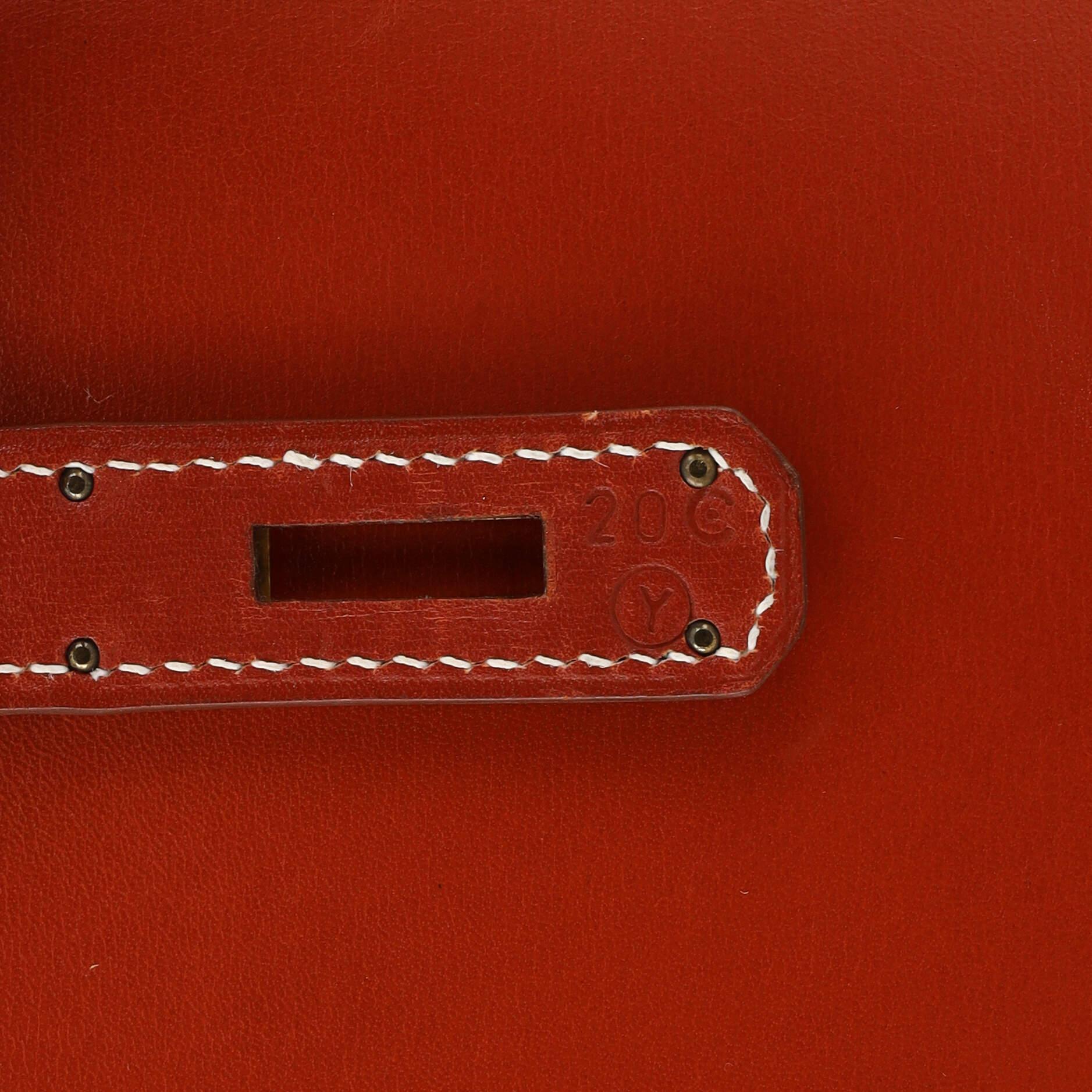Hermes Kelly Handbag Brique Box Calf with Gold Hardware 28 5