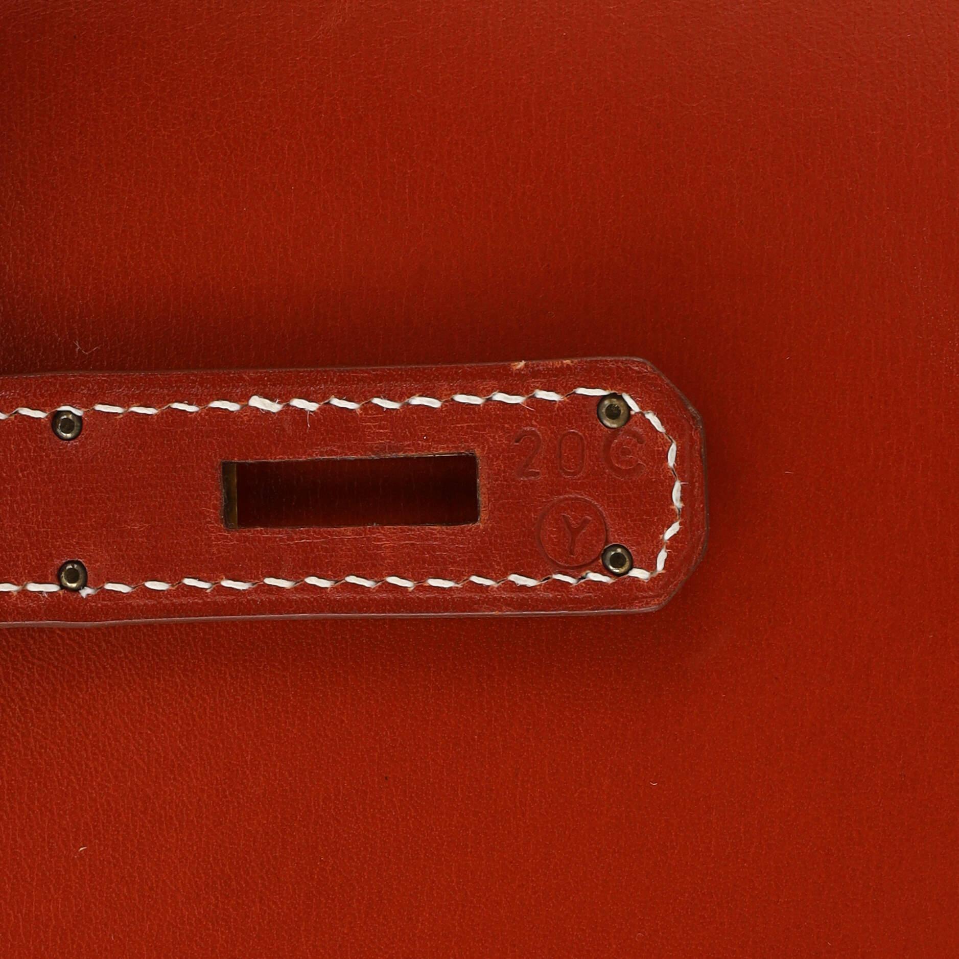 Hermes Kelly Handbag Brique Box Calf with Gold Hardware 28 5