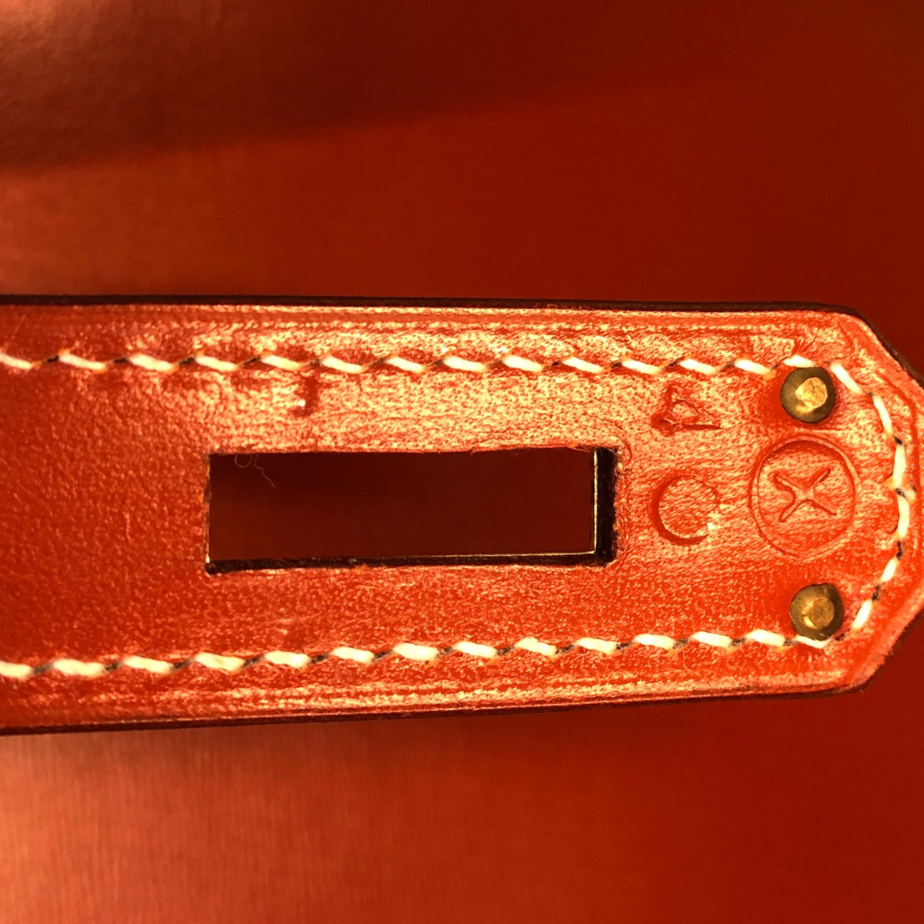 Hermes Kelly Handbag Brique Box Calf with Gold Hardware 32 5