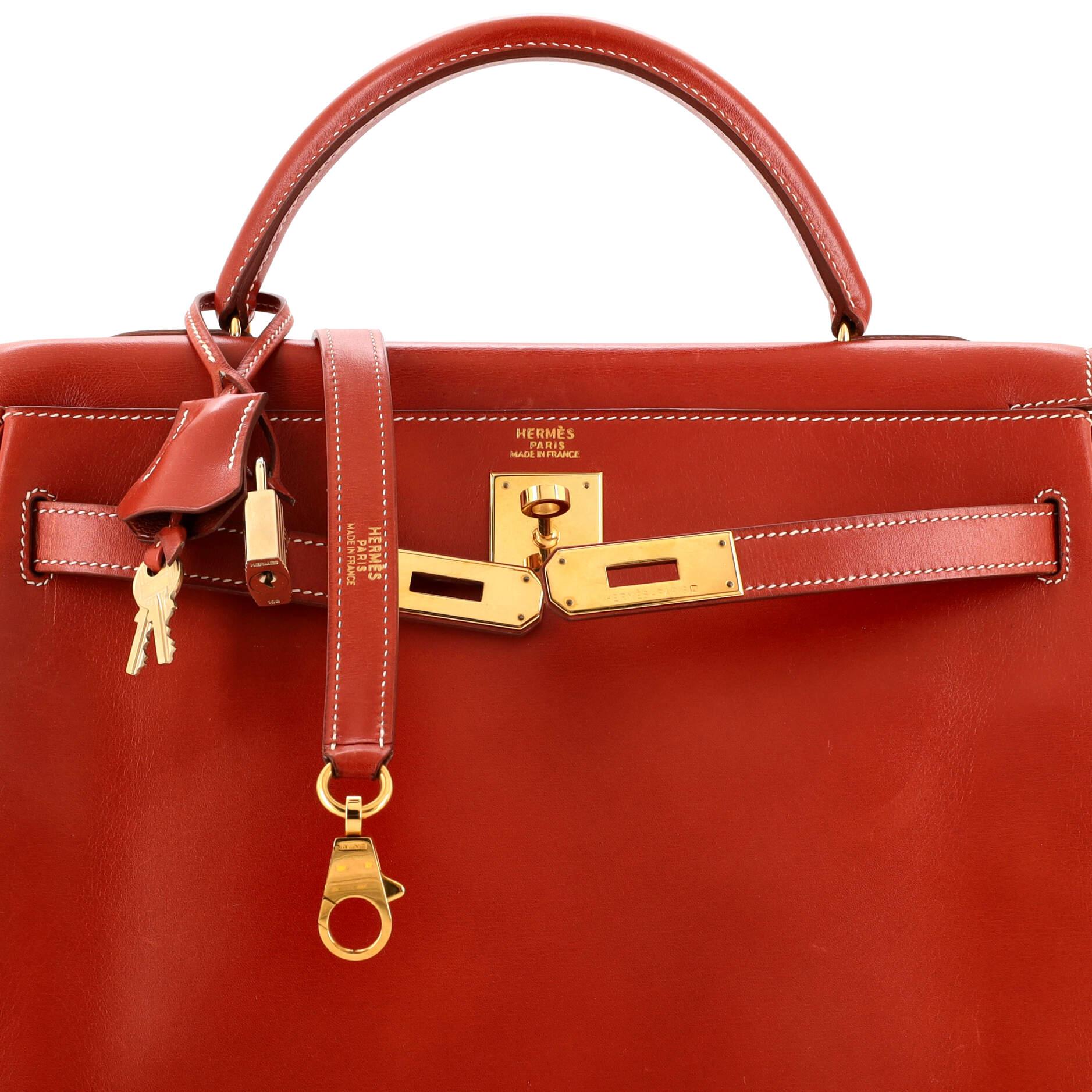 Hermes Kelly Handbag Brique Box Calf with Gold Hardware 32 2