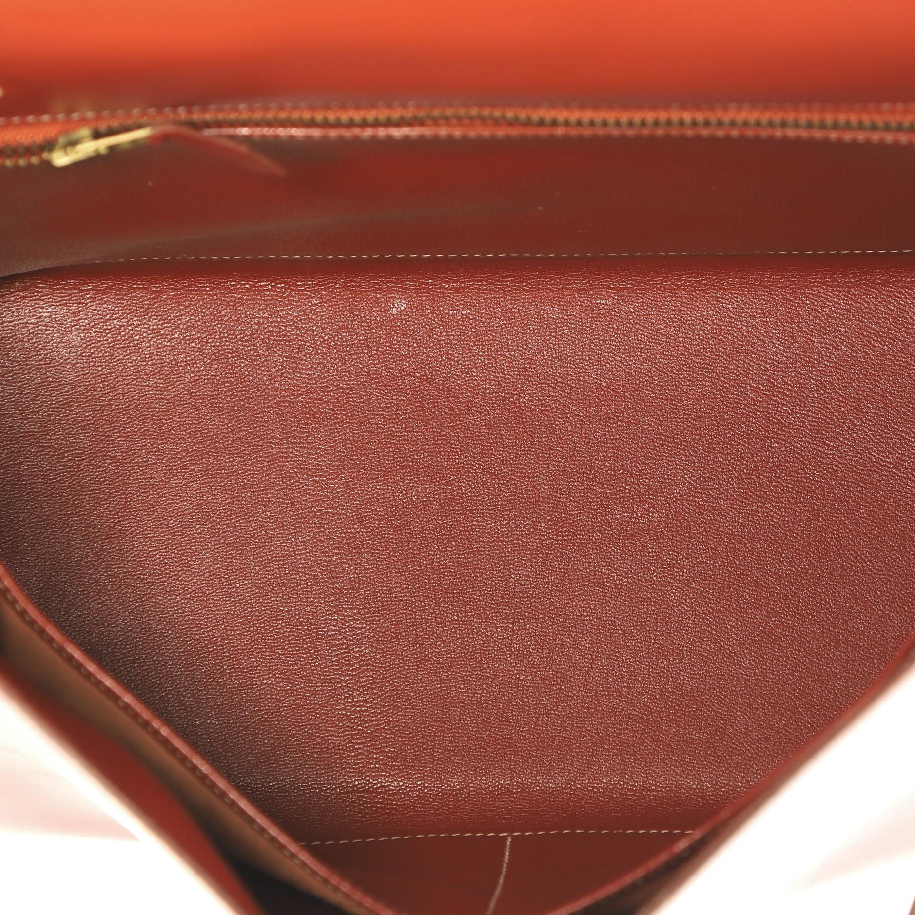 Hermes Kelly Handbag Brique Box Calf with Gold Hardware 32 4