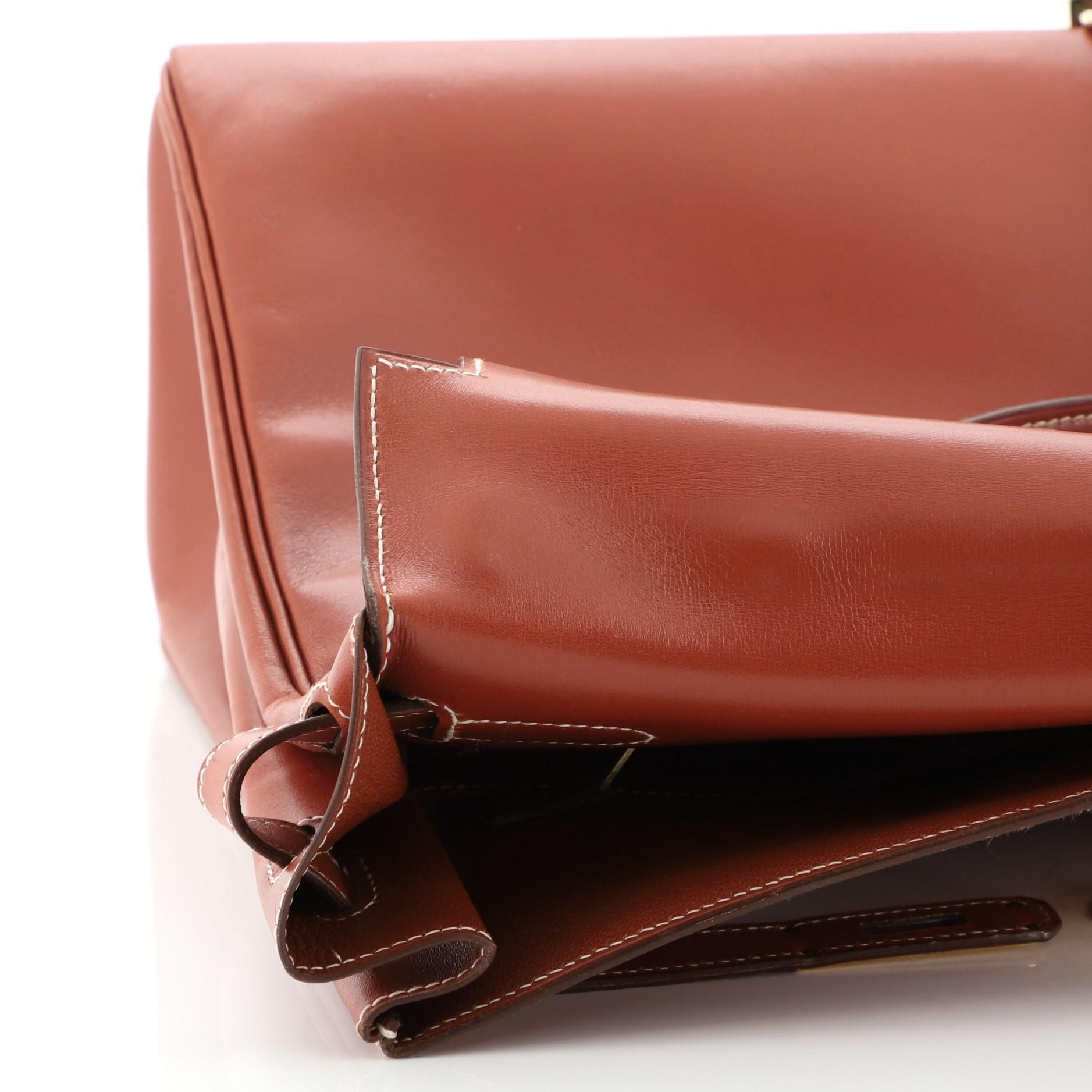 Hermes Kelly Handbag Brique Box Calf with Gold Hardware 35 4