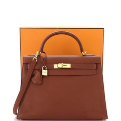 Hermes Kelly Handbag Brique Togo with Gold Hardware 32