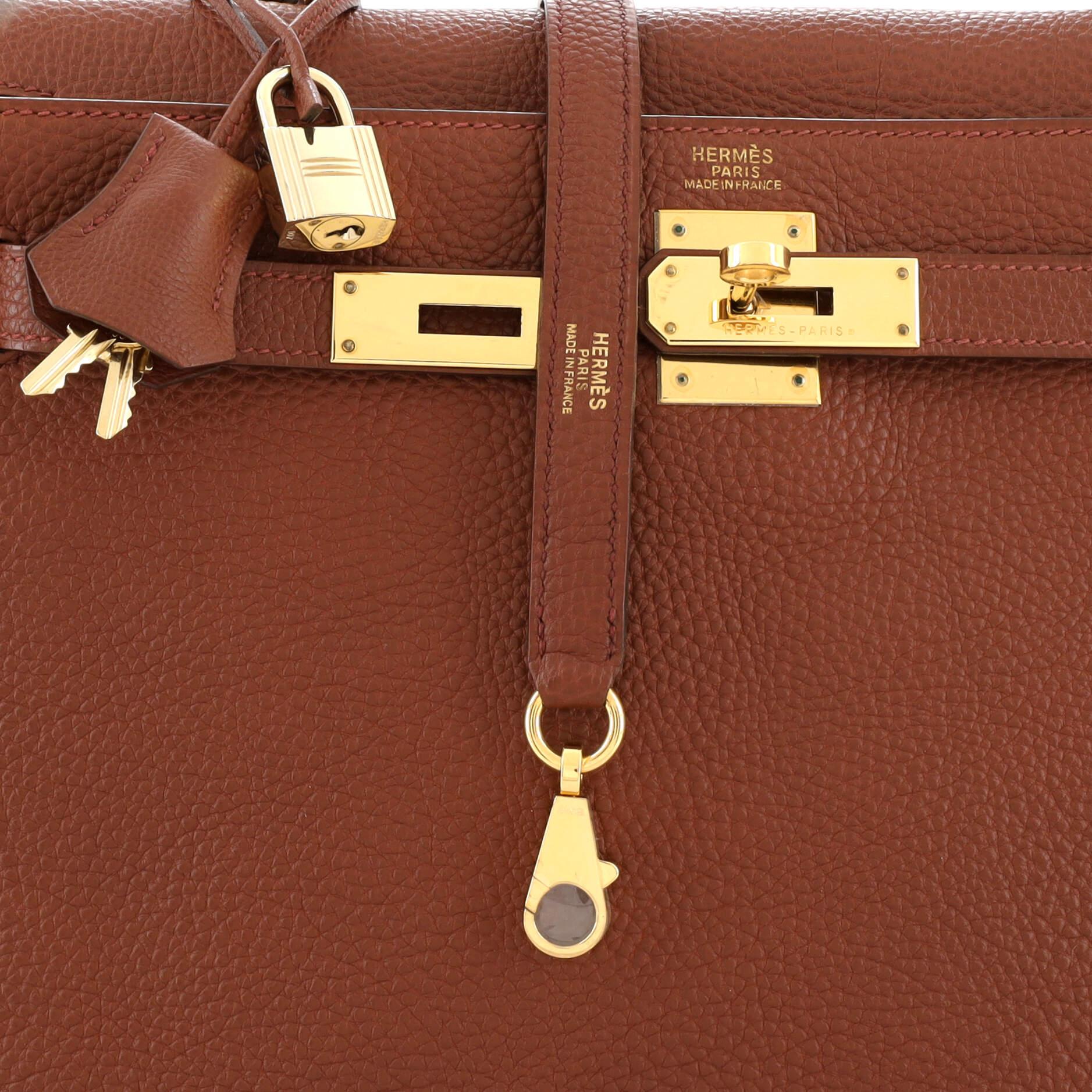 Hermes Kelly Handbag Brique Togo with Gold Hardware 32 3