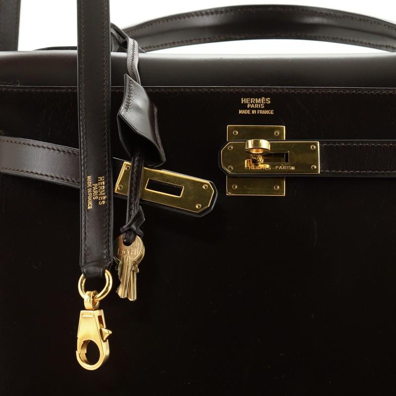 Hermes Kelly Handbag Brown Box Calf With Gold Hardware 32 1