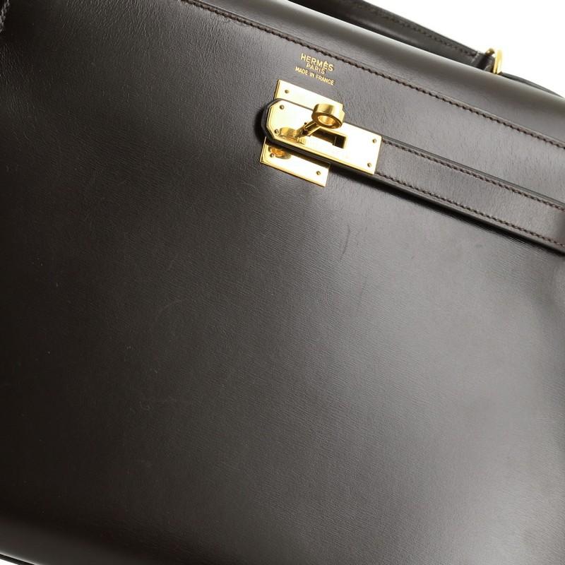 Hermes Kelly Handbag Brown Box Calf With Gold Hardware 32 2