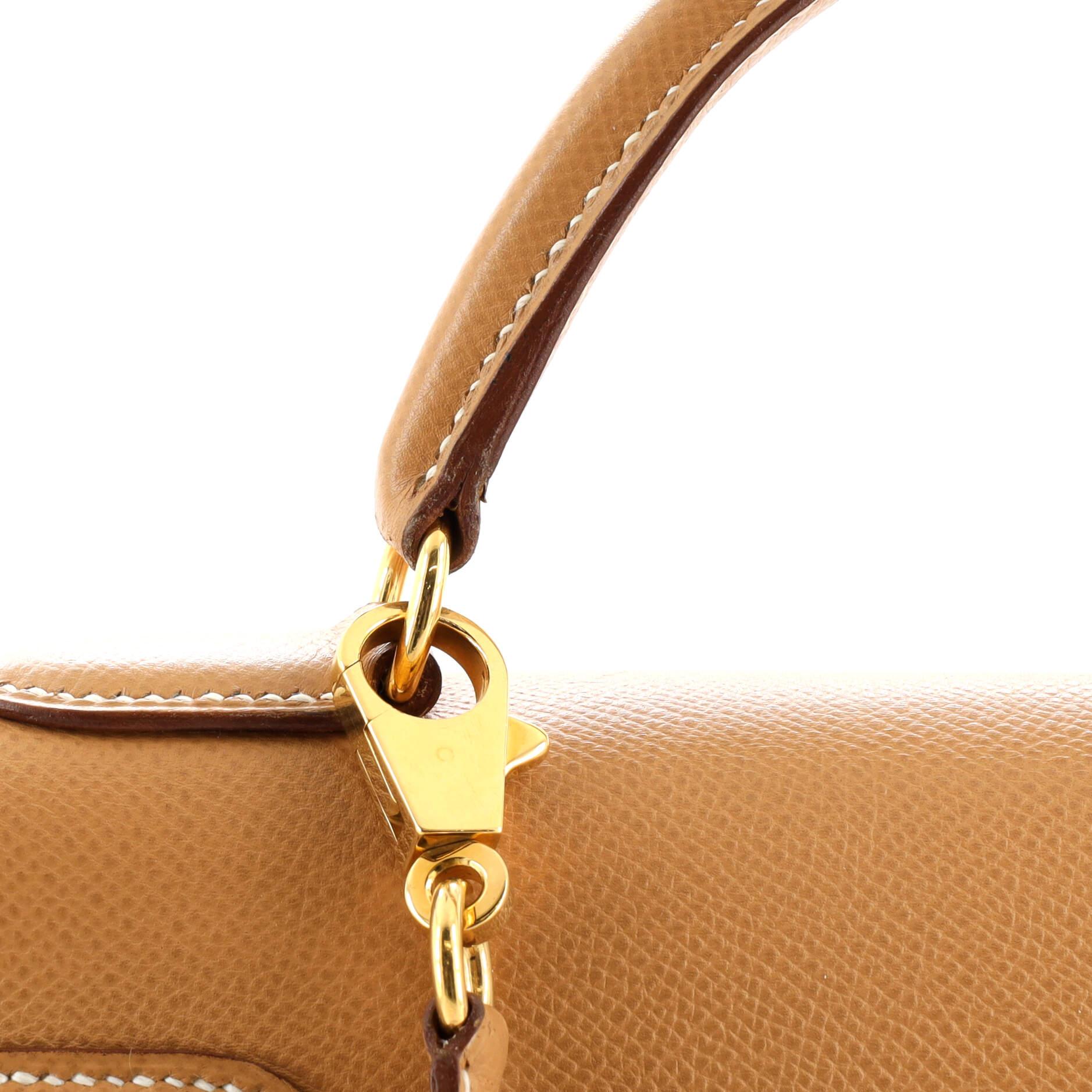 Hermes Kelly Handbag Brown Courchevel with Gold Hardware 32 9