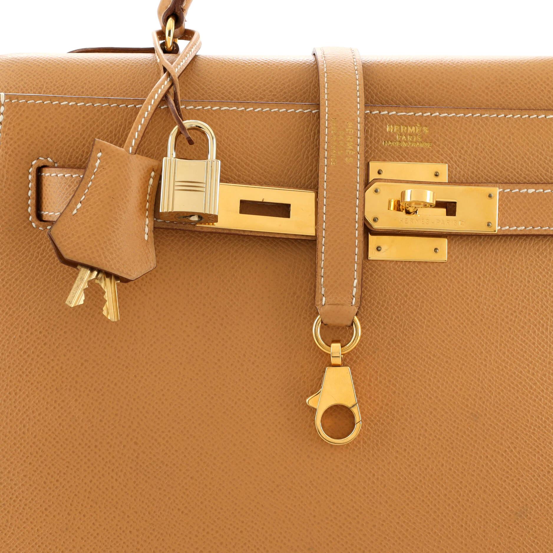 Hermes Kelly Handbag Brown Courchevel with Gold Hardware 32 3
