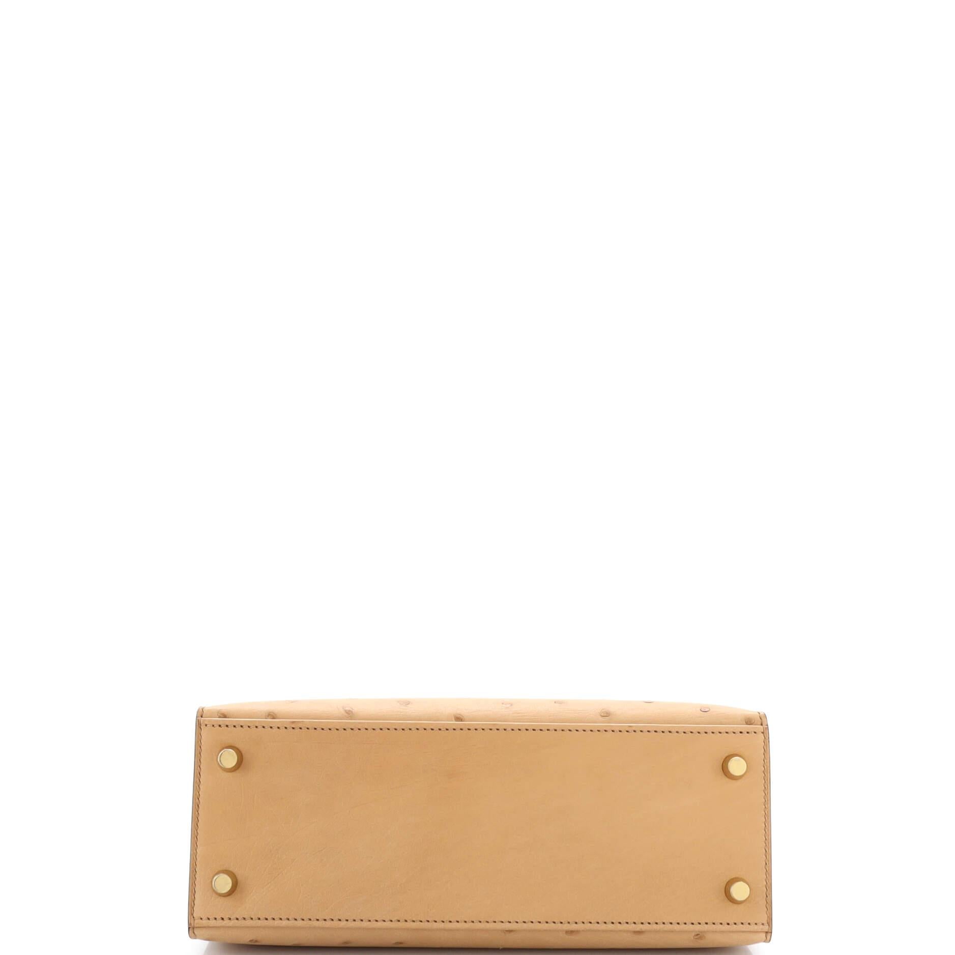 Hermes Kelly Handbag Brown Ostrich with Gold Hardware 25 1