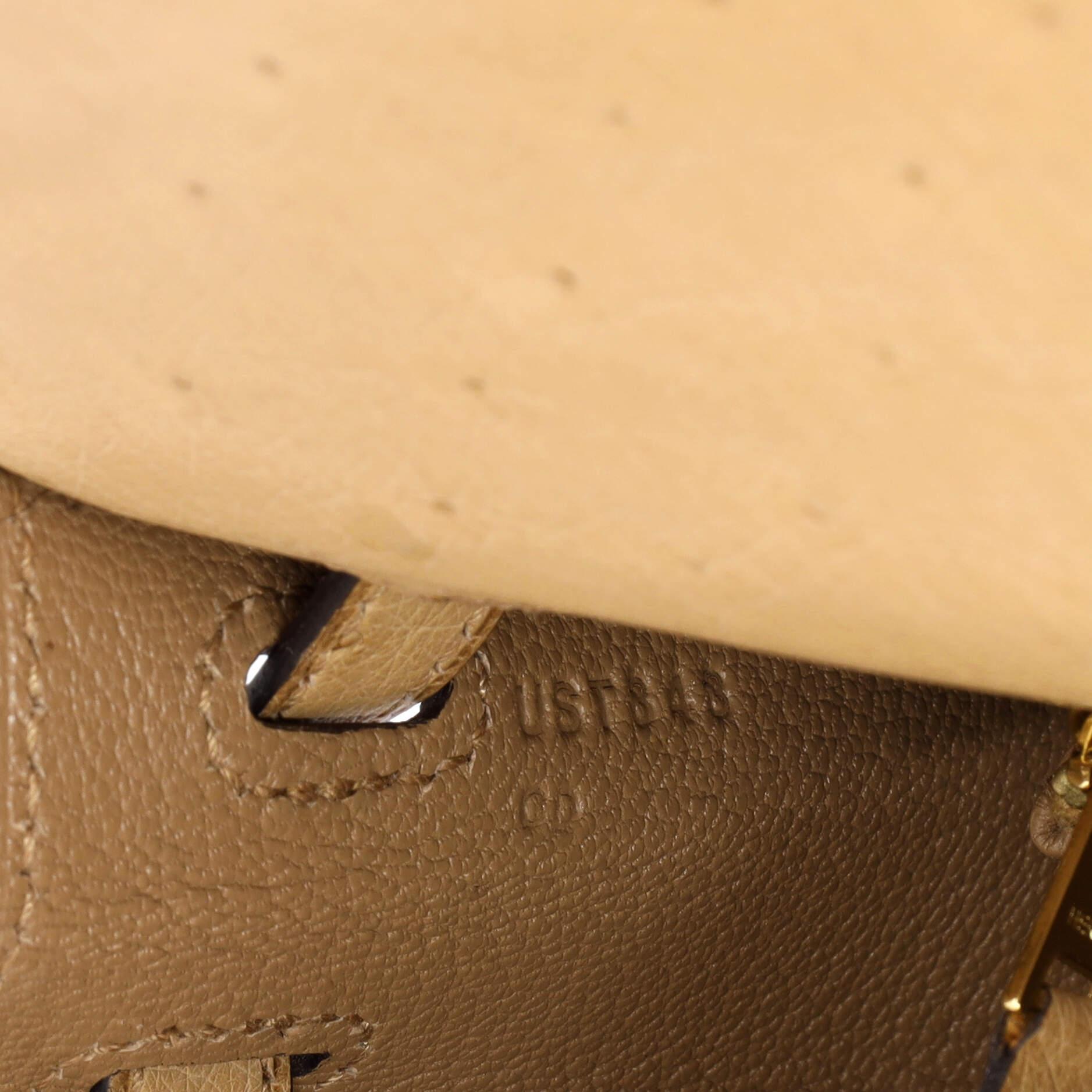 Hermes Kelly Handbag Brown Ostrich with Gold Hardware 25 4