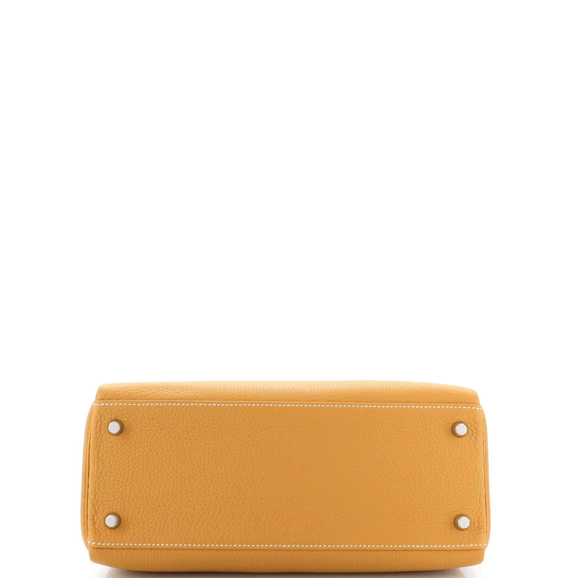 Hermes Kelly Handbag Brown Togo with Palladium Hardware 28 For Sale 9