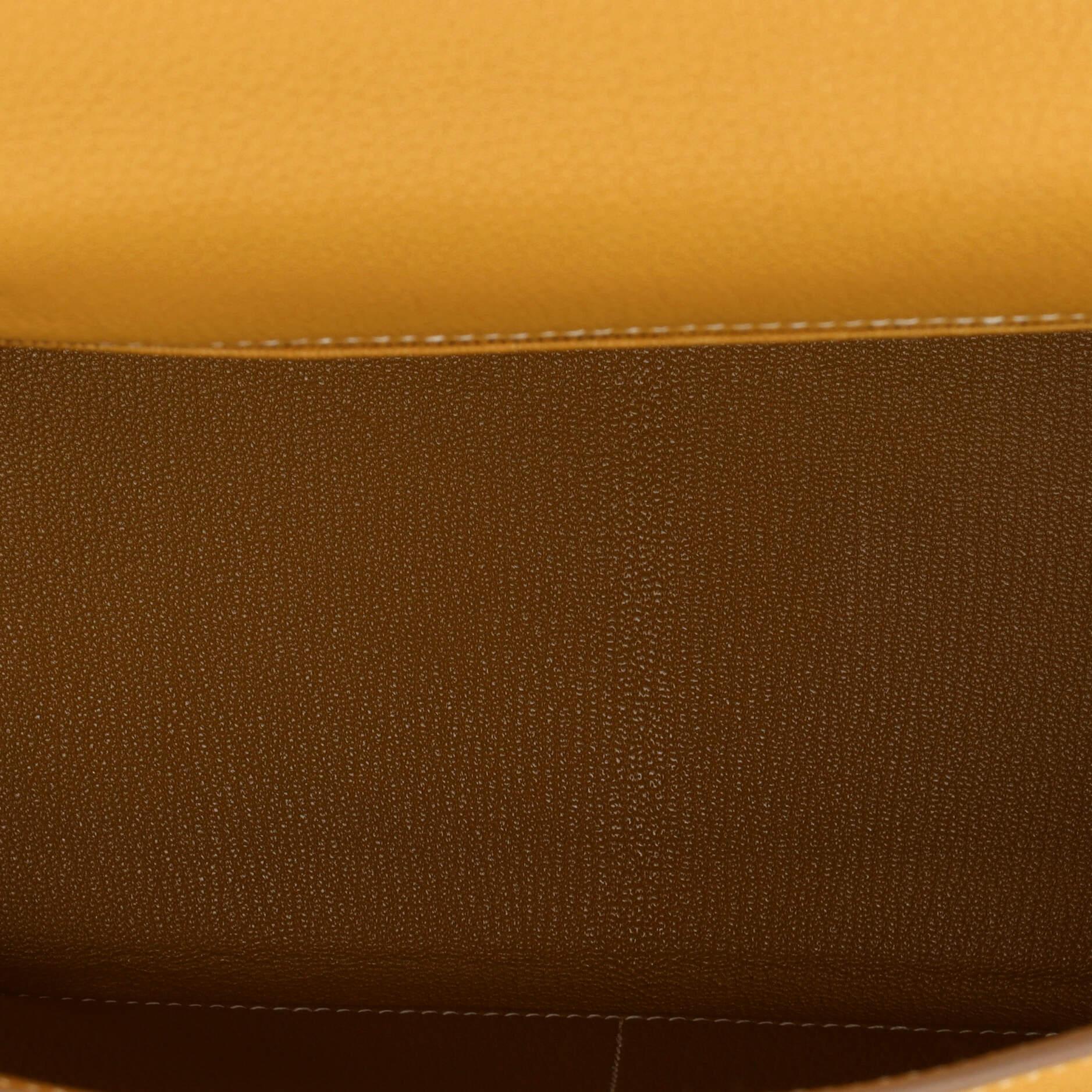Hermes Kelly Handbag Brown Togo with Palladium Hardware 28 For Sale 10
