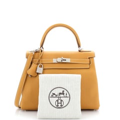 Hermes Kelly Handbag Brown Togo with Palladium Hardware 28