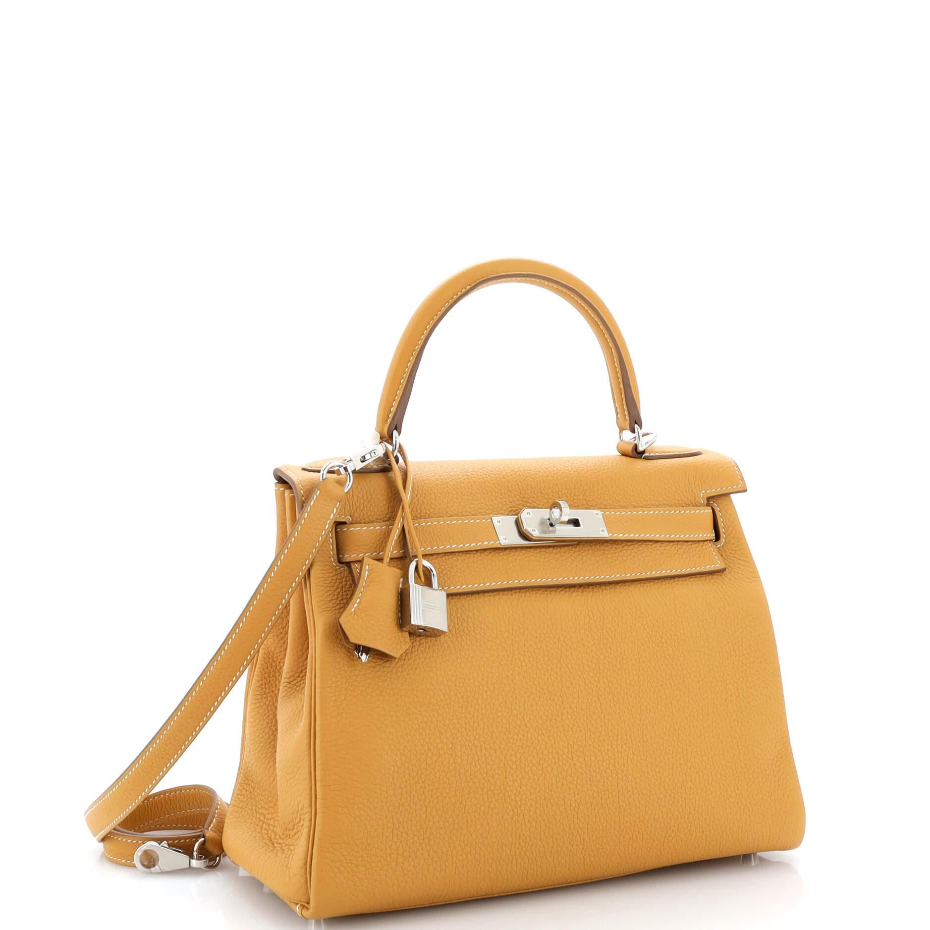 Hermes Kelly Handbag Brown Togo with Palladium Hardware 28 In Good Condition For Sale In NY, NY