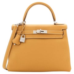 Hermes Kelly Handbag Natural Ardennes with Gold Hardware 35 at 1stDibs