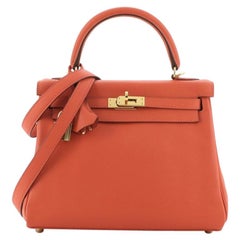 Hermes Kelly Handbag Capucine Swift with Gold Hardware 25