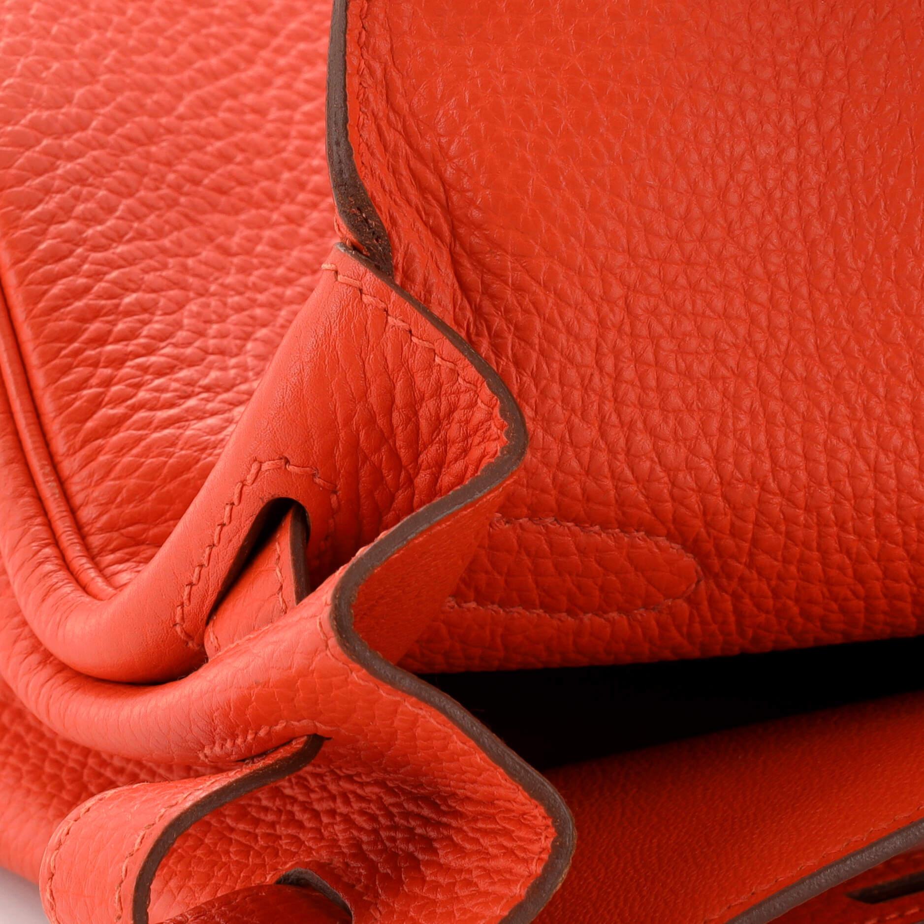 Hermes Kelly Handbag Capucine Togo with Palladium Hardware 35 For Sale 6